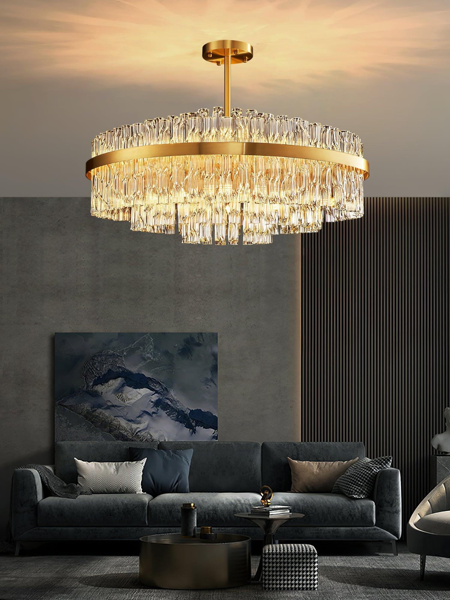Lustra Chandelier Gold Clear Rod Elegant-Neutral Decor