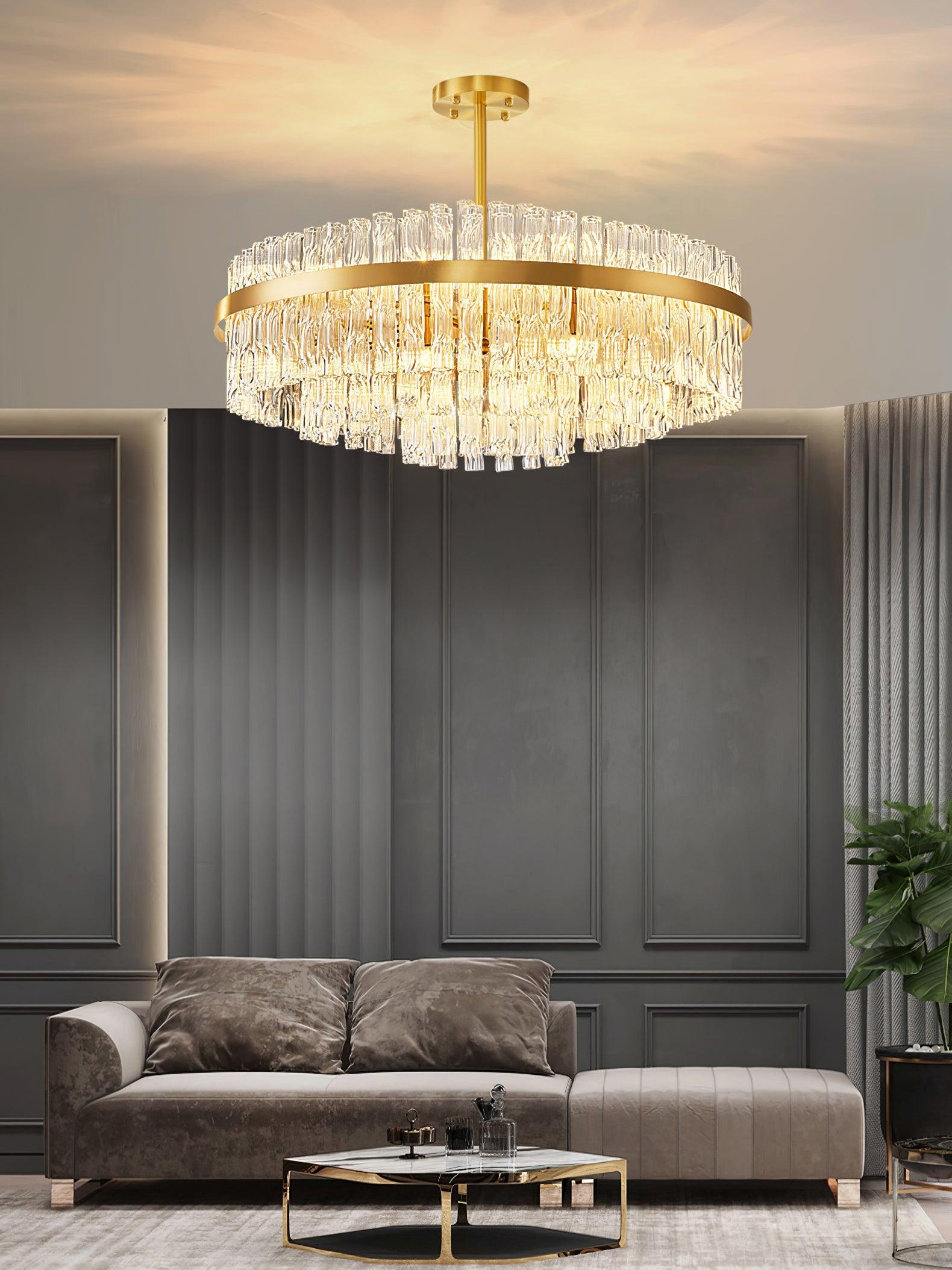 Lustra Chandelier Gold Clear Rod Elegant-Neutral Decor