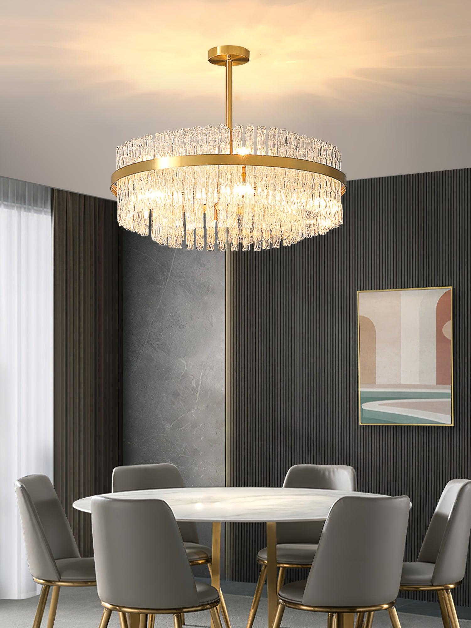 Lustra Chandelier Gold Clear Rod Elegant-Neutral Decor