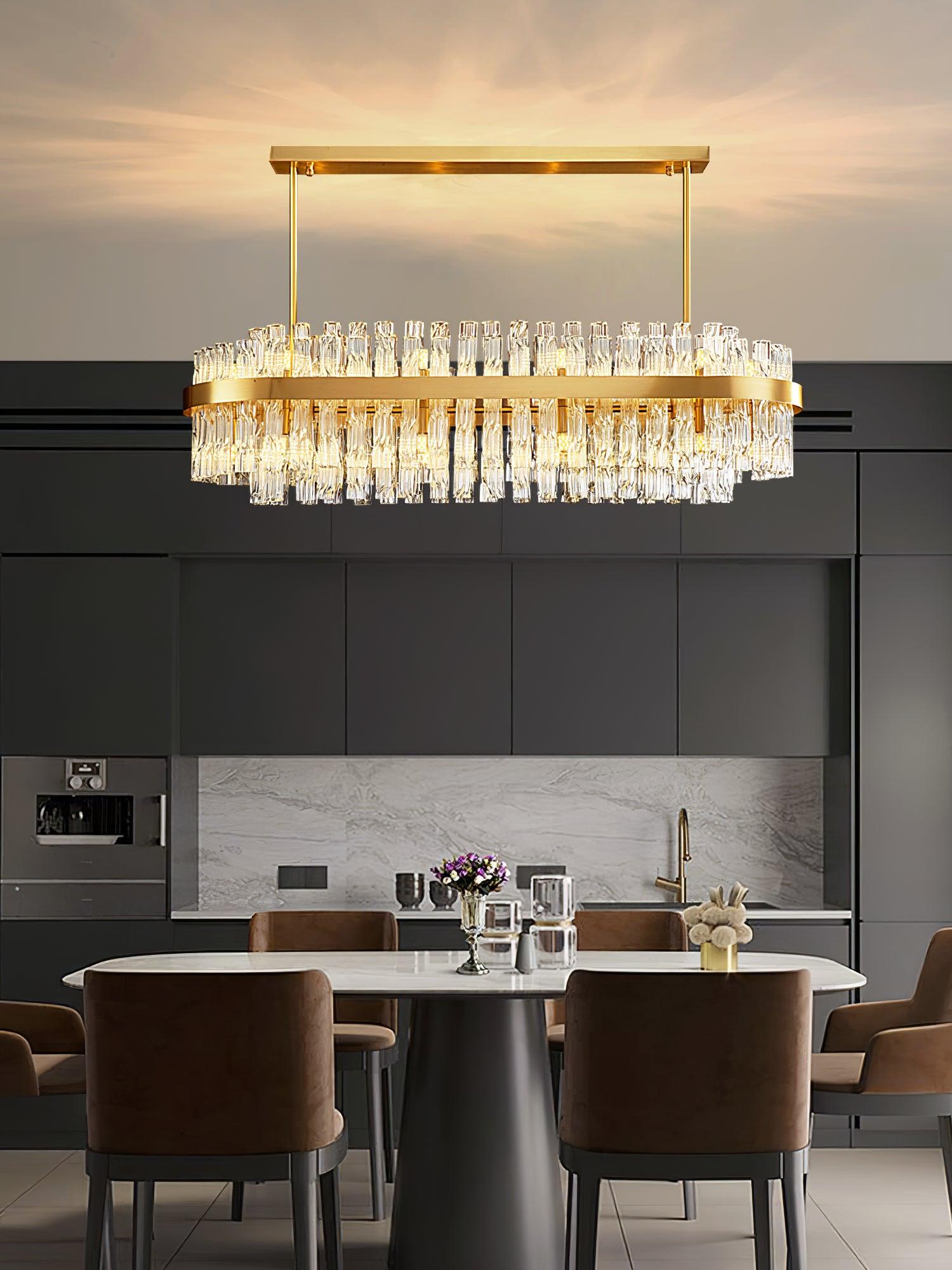 Lustra Chandelier Gold Clear Rod Elegant-Neutral Decor