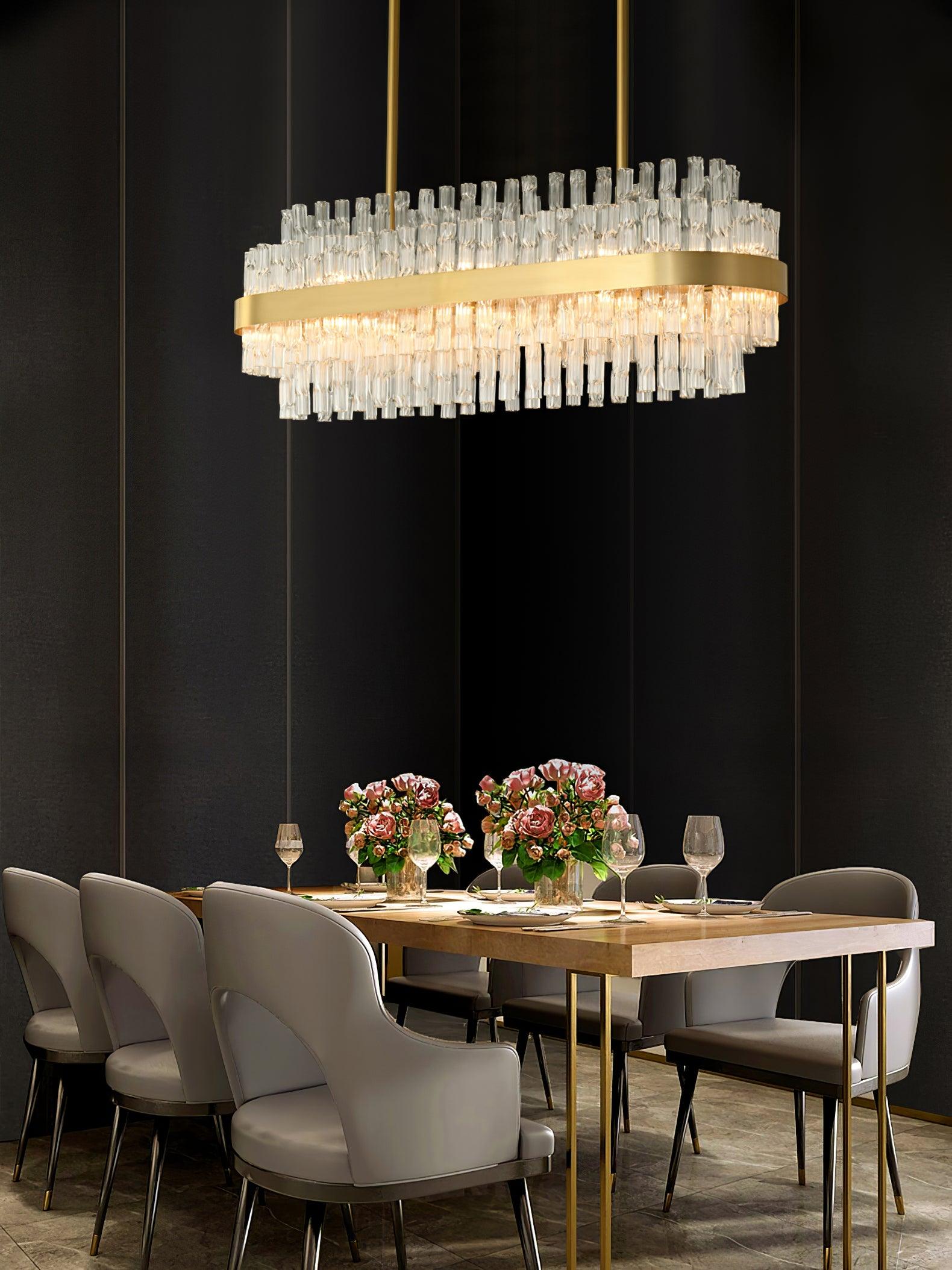 Lustra Chandelier Gold Clear Rod Elegant-Neutral Decor