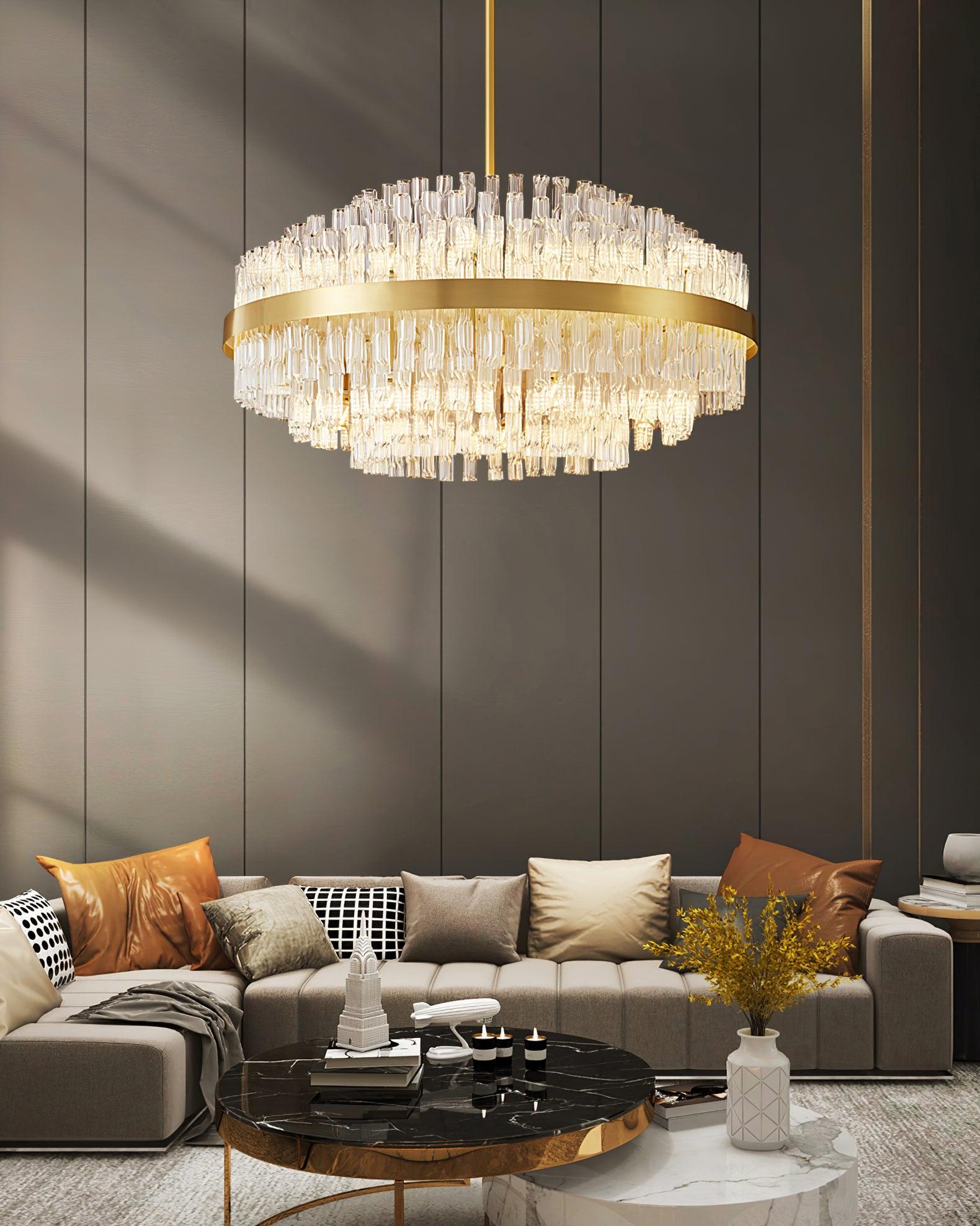 Lustra Chandelier Gold Clear Rod Elegant-Neutral Decor