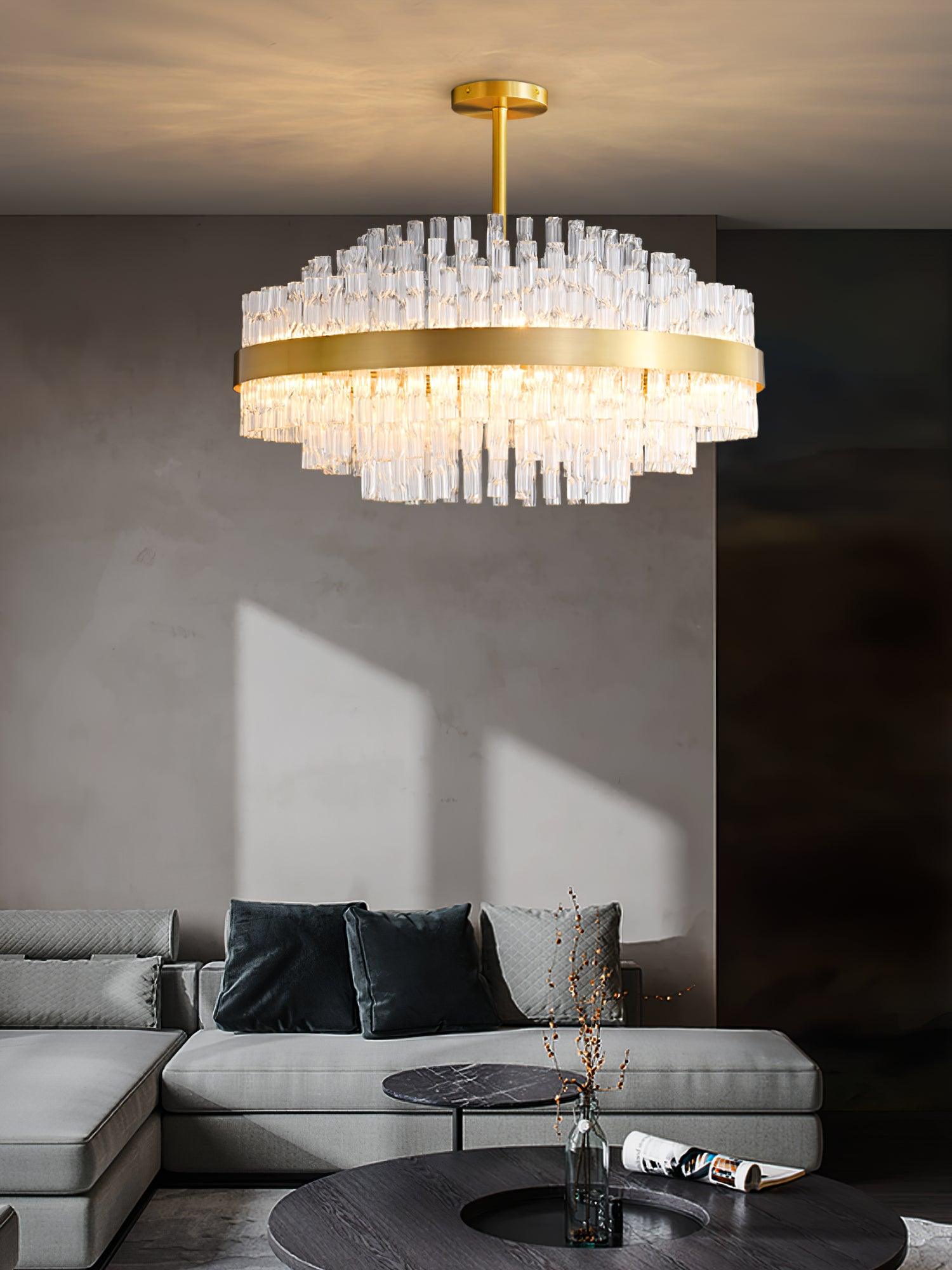 Lustra Chandelier Gold Clear Rod Elegant-Neutral Decor