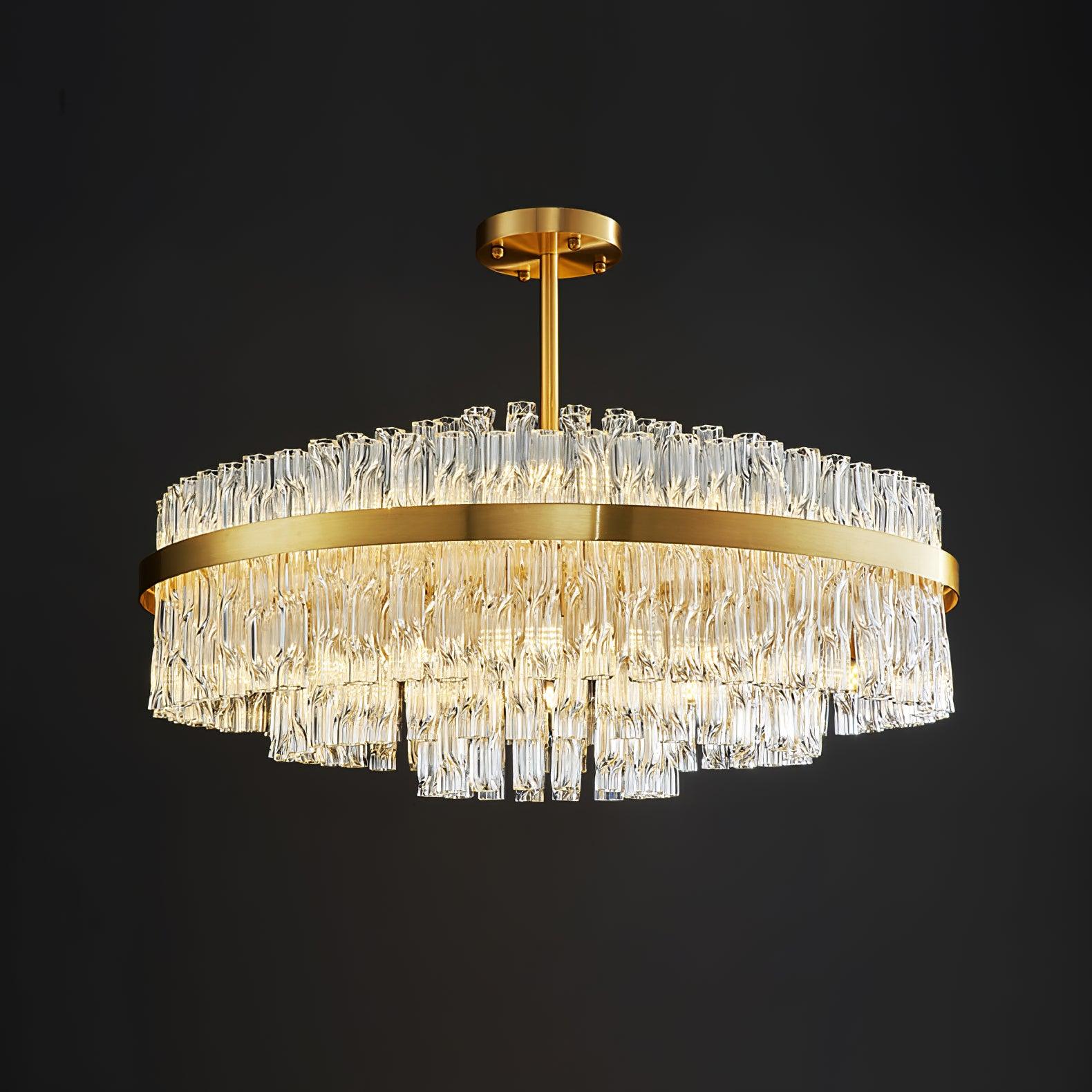 Lustra Chandelier Gold Clear Rod Elegant-Neutral Decor