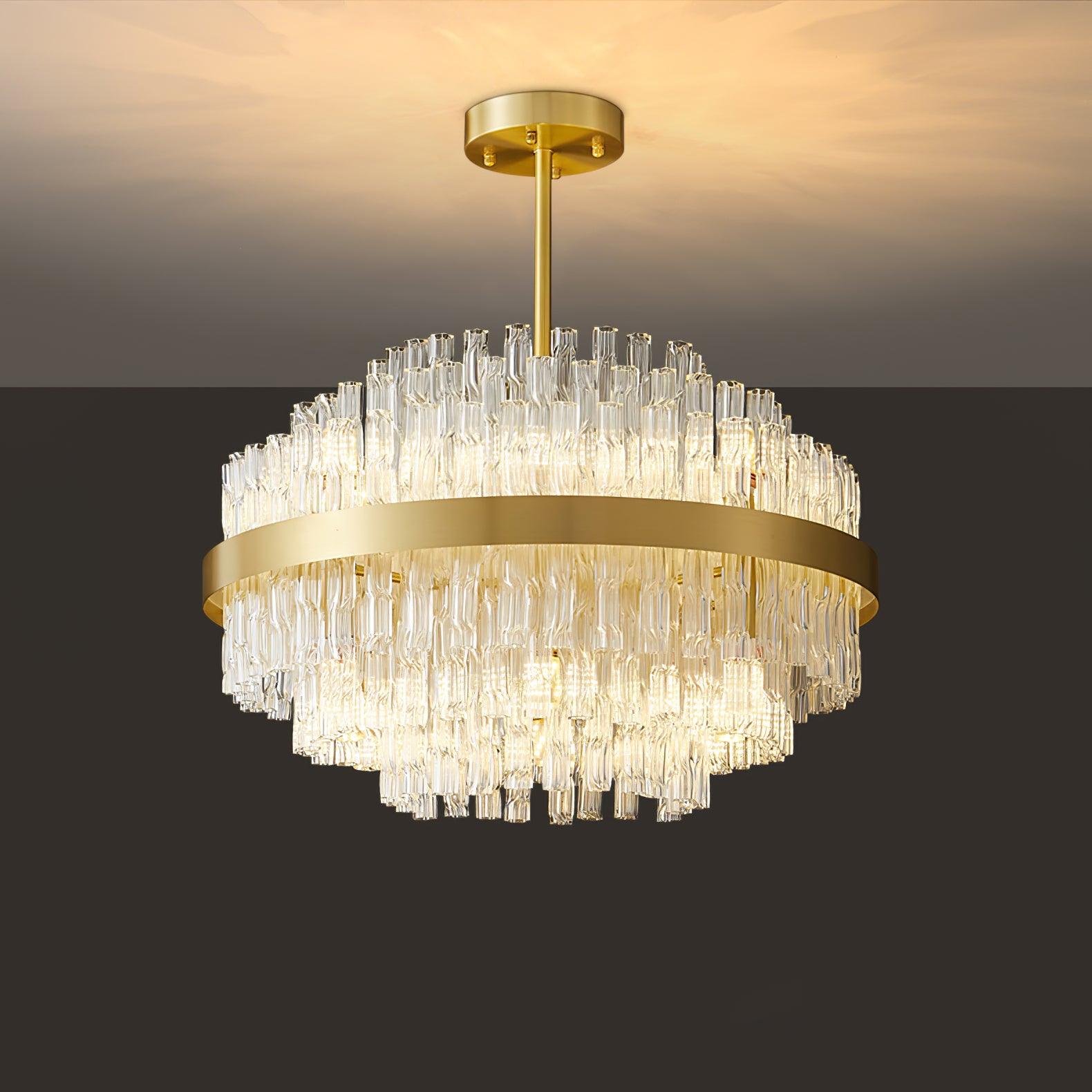 Lustra Chandelier Gold Clear Rod Elegant-Neutral Decor
