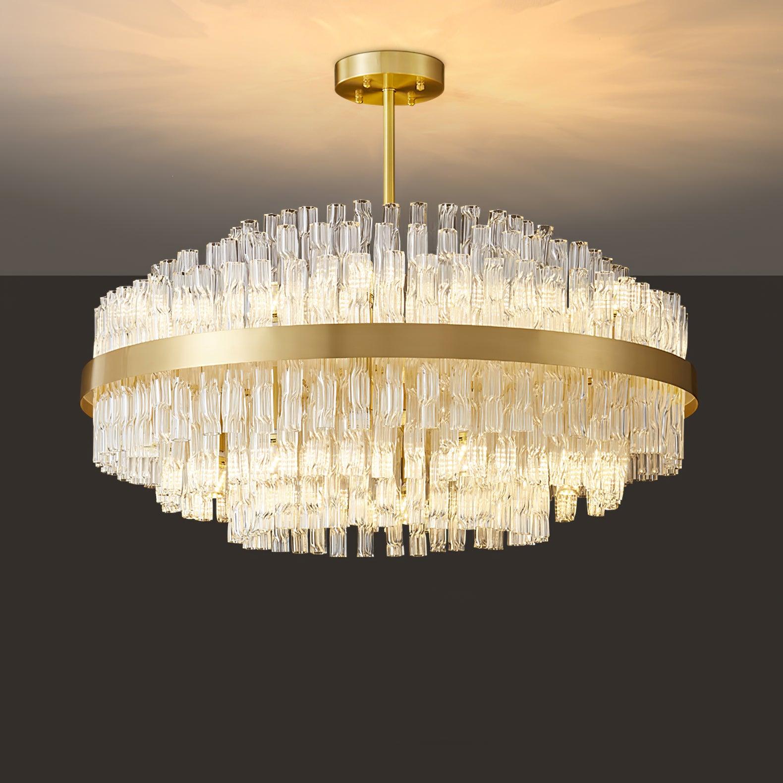 Lustra Chandelier Gold Clear Rod Elegant-Neutral Decor