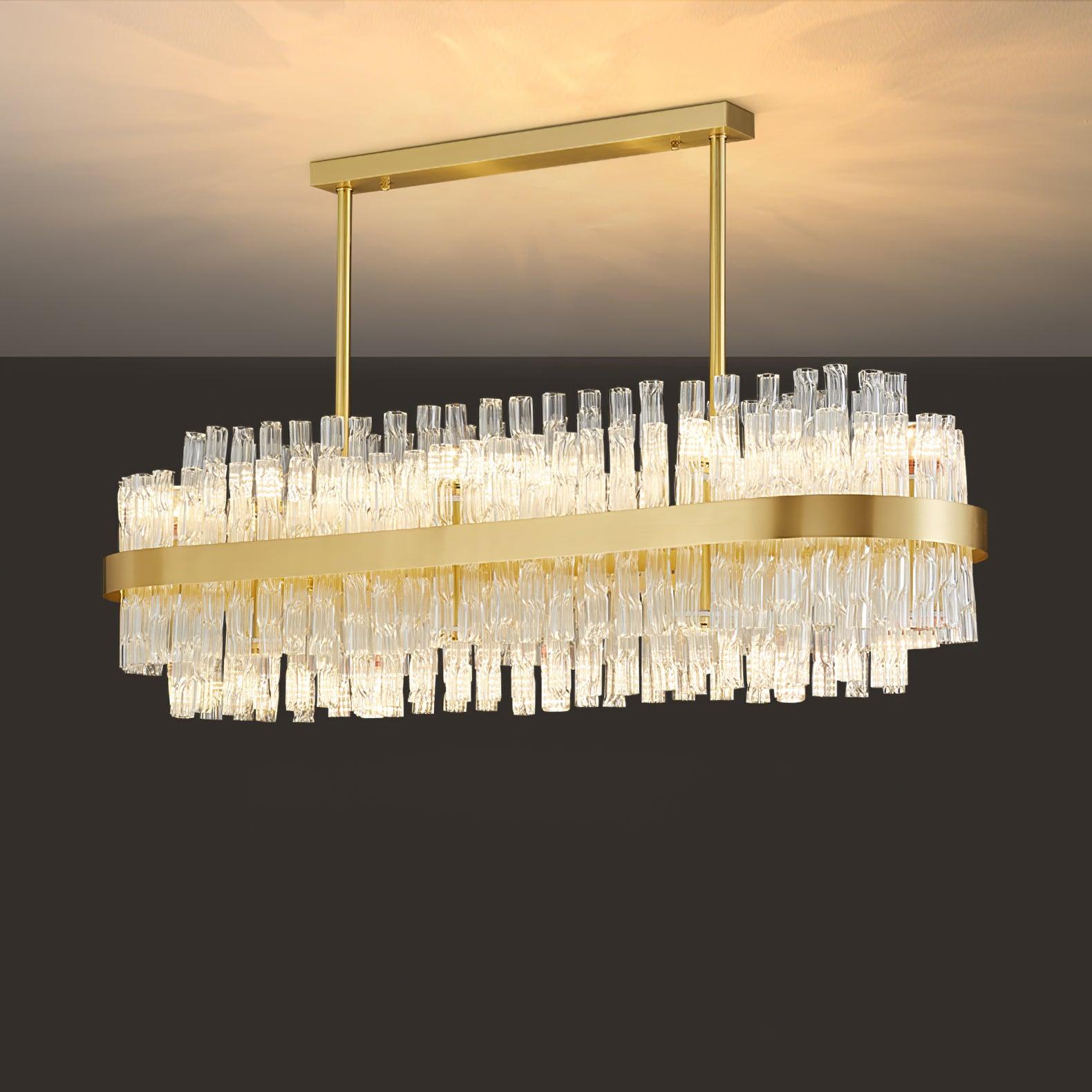 Lustra Chandelier Gold Clear Rod Elegant-Neutral Decor