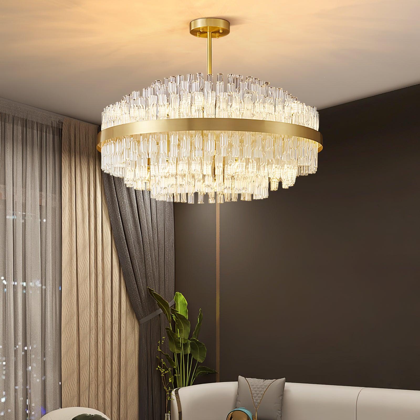 Lustra Chandelier Gold Clear Rod Elegant-Neutral Decor