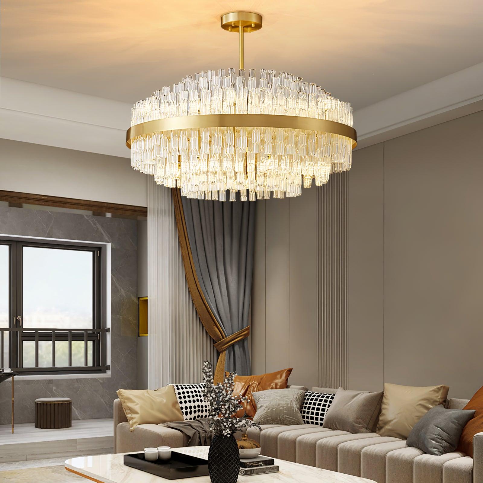 Lustra Chandelier Gold Clear Rod Elegant-Neutral Decor