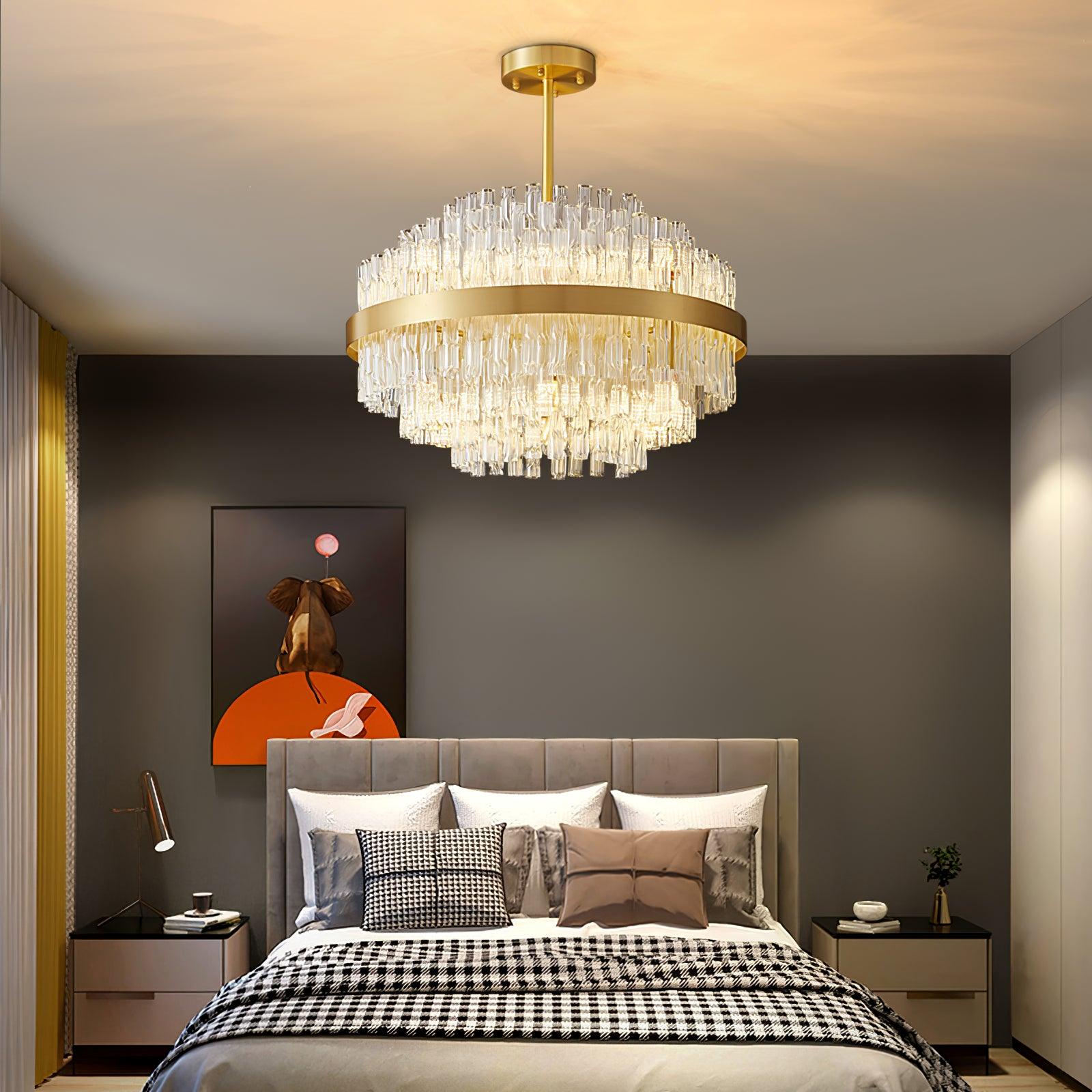 Lustra Chandelier Gold Clear Rod Elegant-Neutral Decor