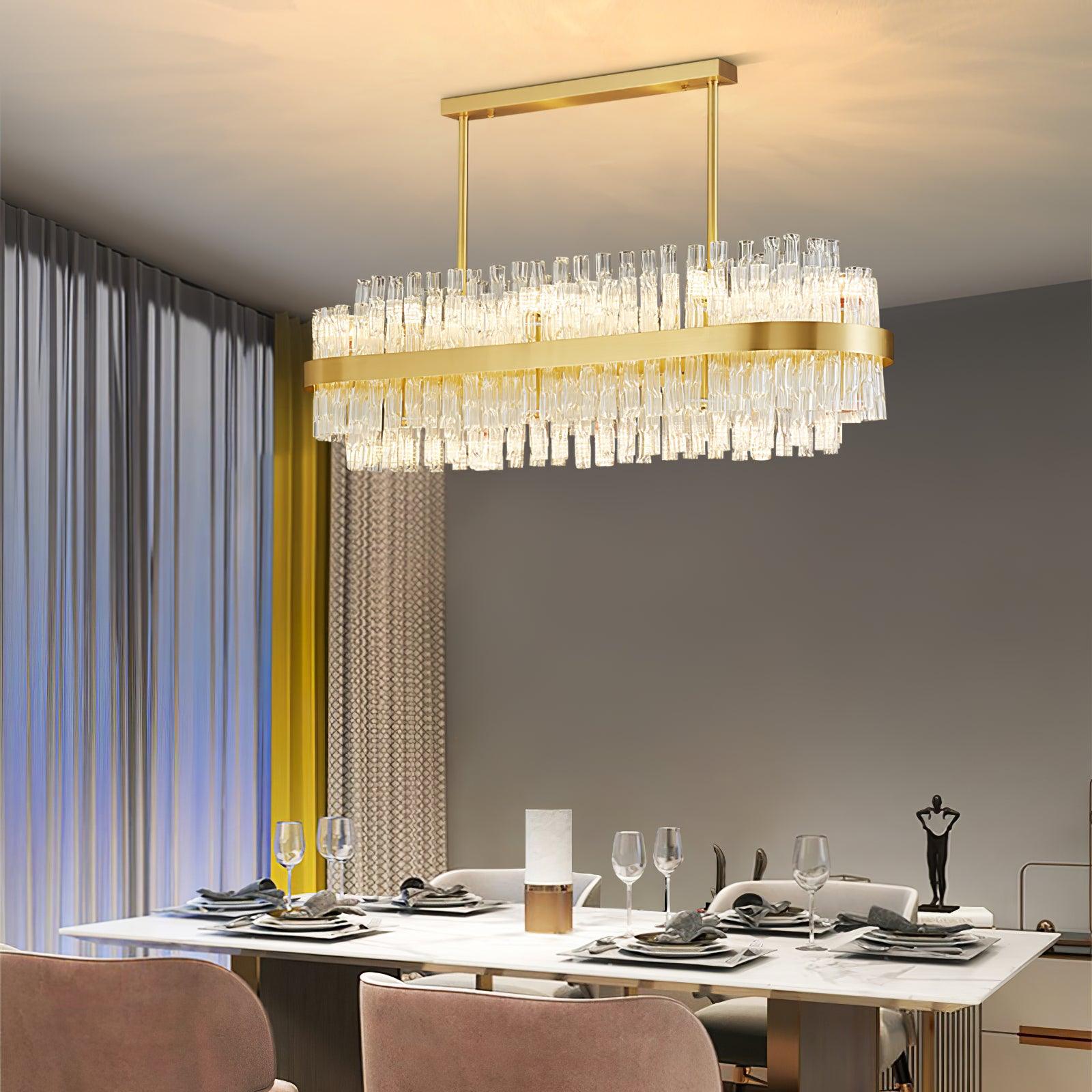 Lustra Chandelier Gold Clear Rod Elegant-Neutral Decor