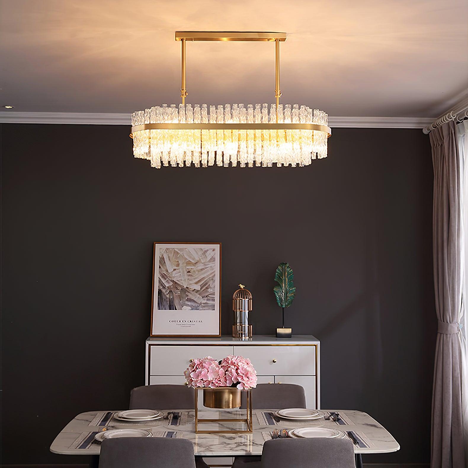 Lustra Chandelier Gold Clear Rod Elegant-Neutral Decor