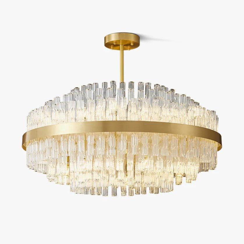Lustra Chandelier Gold Clear Rod Elegant-Neutral Decor