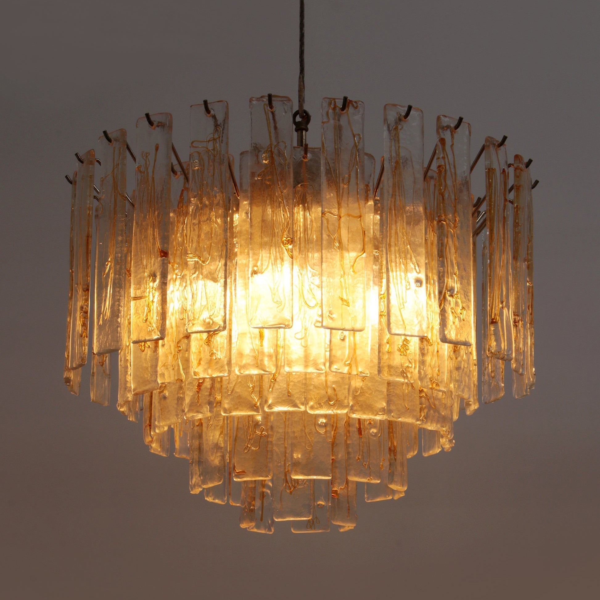 Aurora Chandelier Golden Amber Glass Layered Geometric Luxury-Neutral Decor