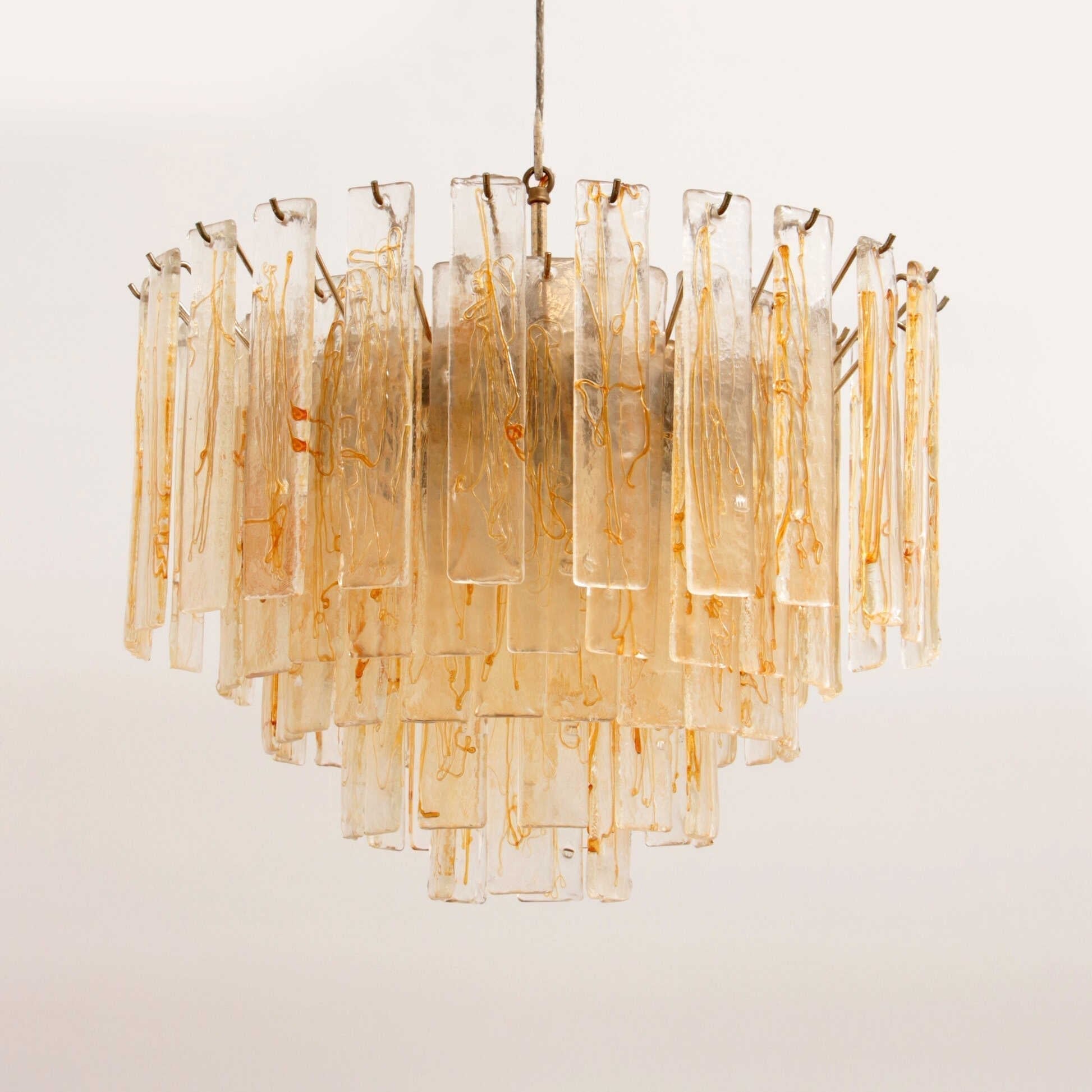 Aurora Chandelier Golden Amber Glass Layered Geometric Luxury-Neutral Decor