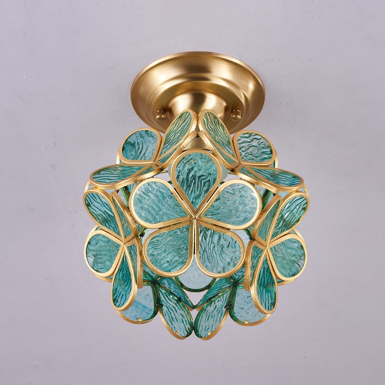 Ullaeiel Postmodern Luxury Bloom Golden Glass Ceiling Light-Neutral Decor