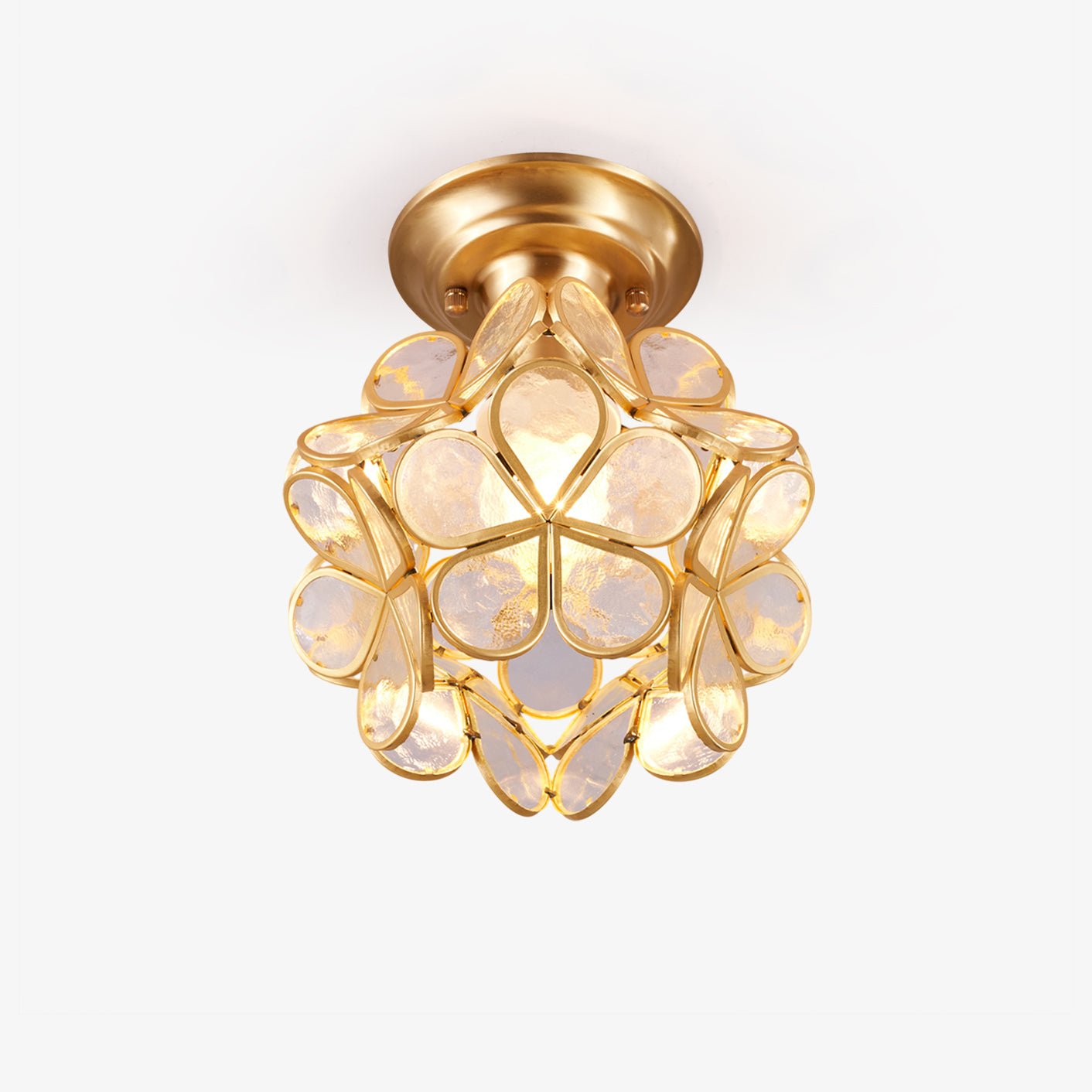 Ullaeiel Postmodern Luxury Bloom Golden Glass Ceiling Light-Neutral Decor
