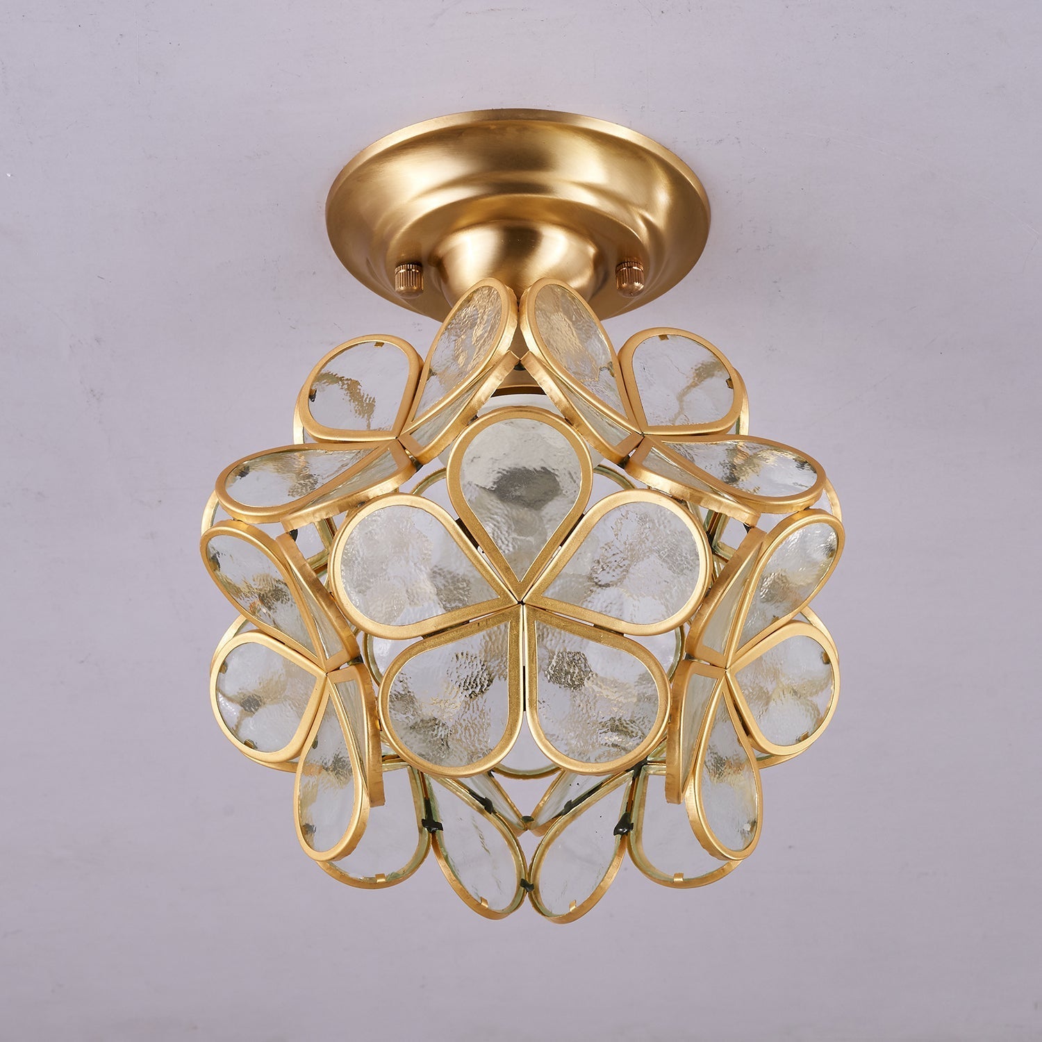 Ullaeiel Postmodern Luxury Bloom Golden Glass Ceiling Light-Neutral Decor