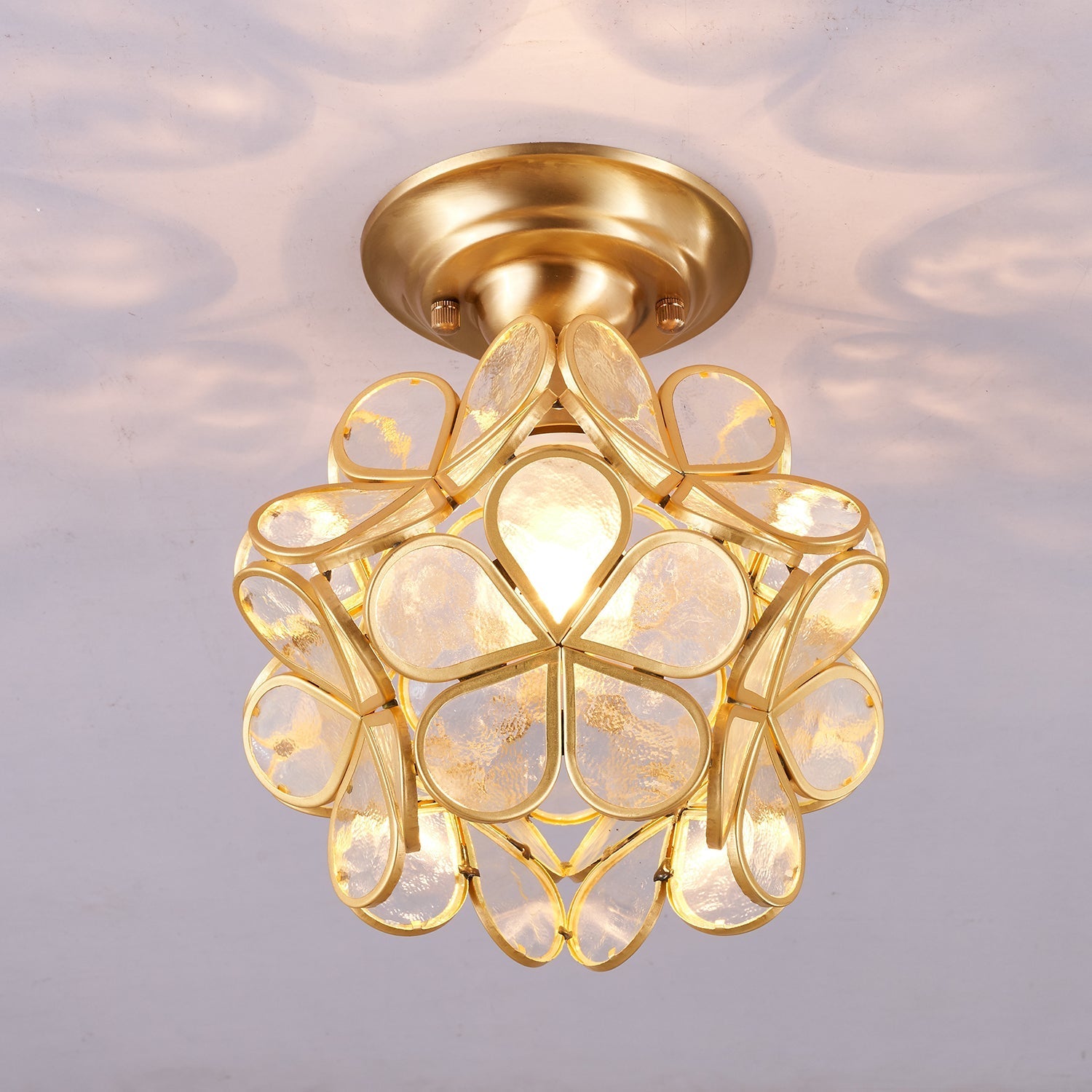 Ullaeiel Postmodern Luxury Bloom Golden Glass Ceiling Light-Neutral Decor