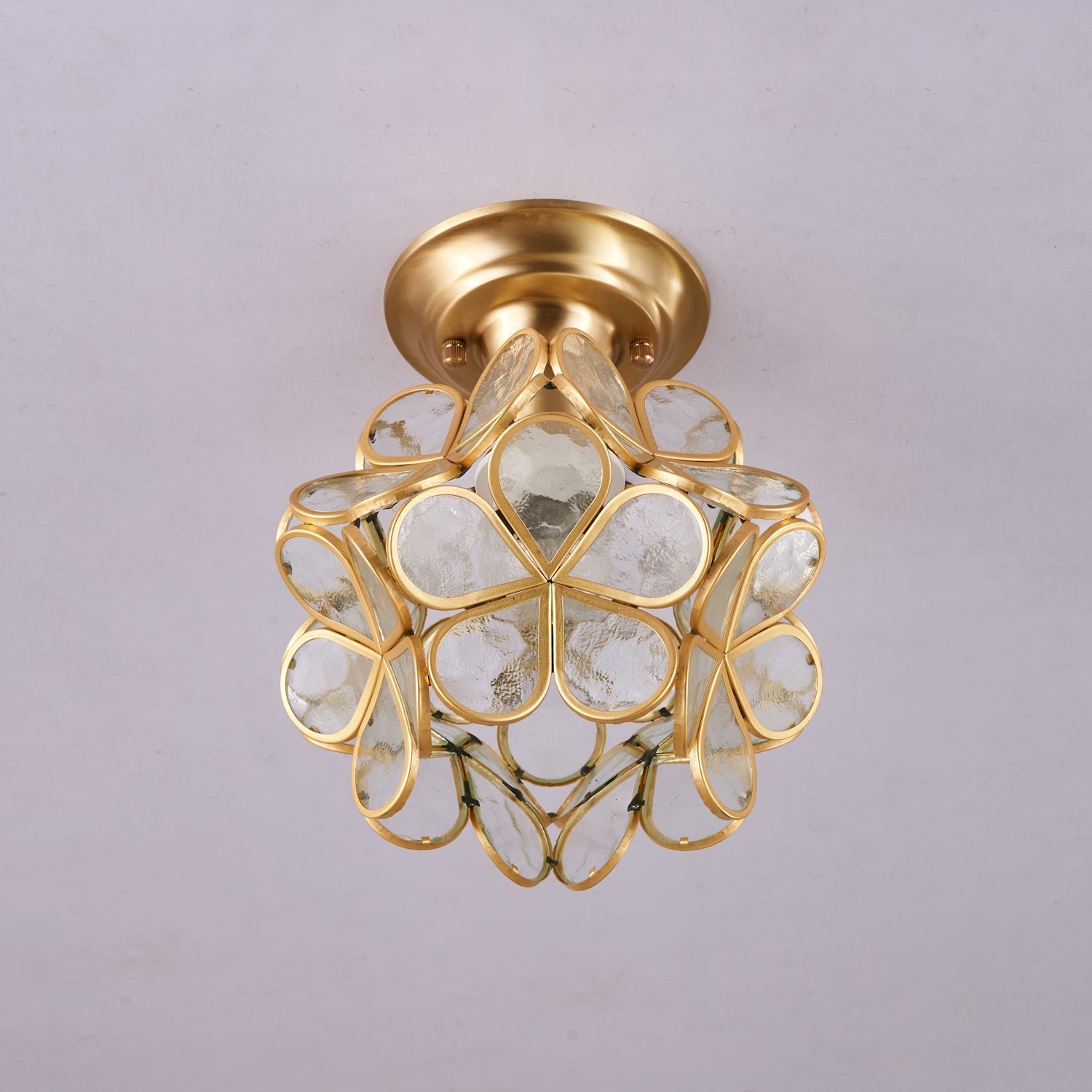 Ullaeiel Postmodern Luxury Bloom Golden Glass Ceiling Light-Neutral Decor