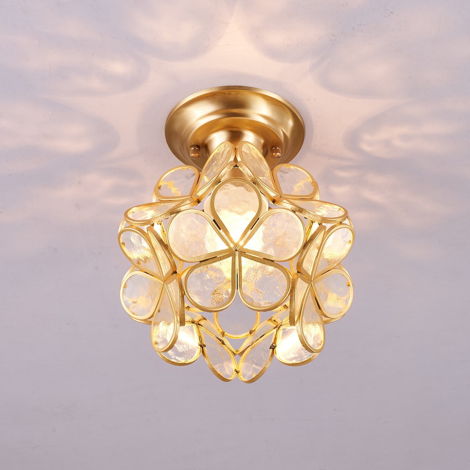 Ullaeiel Postmodern Luxury Bloom Golden Glass Ceiling Light-Neutral Decor
