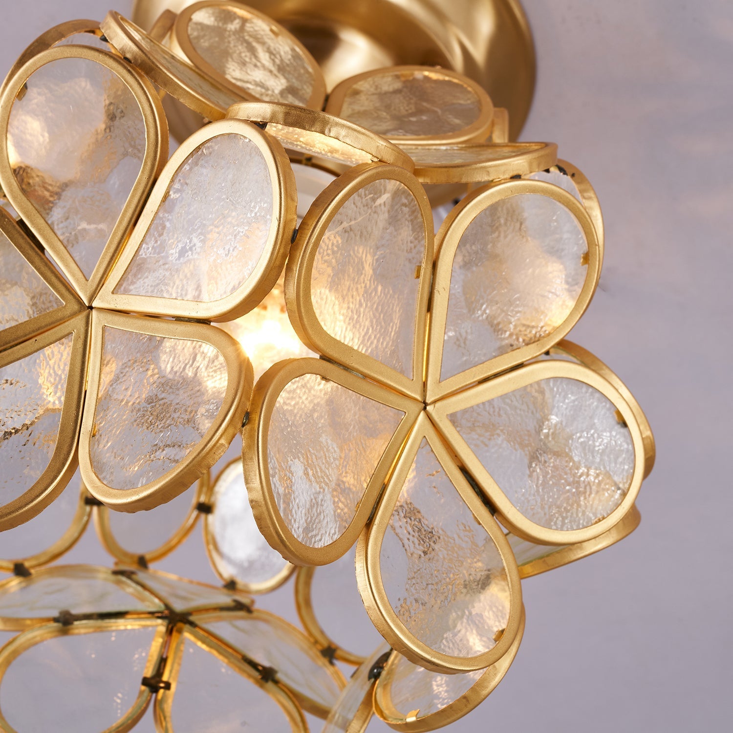 Ullaeiel Postmodern Luxury Bloom Golden Glass Ceiling Light-Neutral Decor