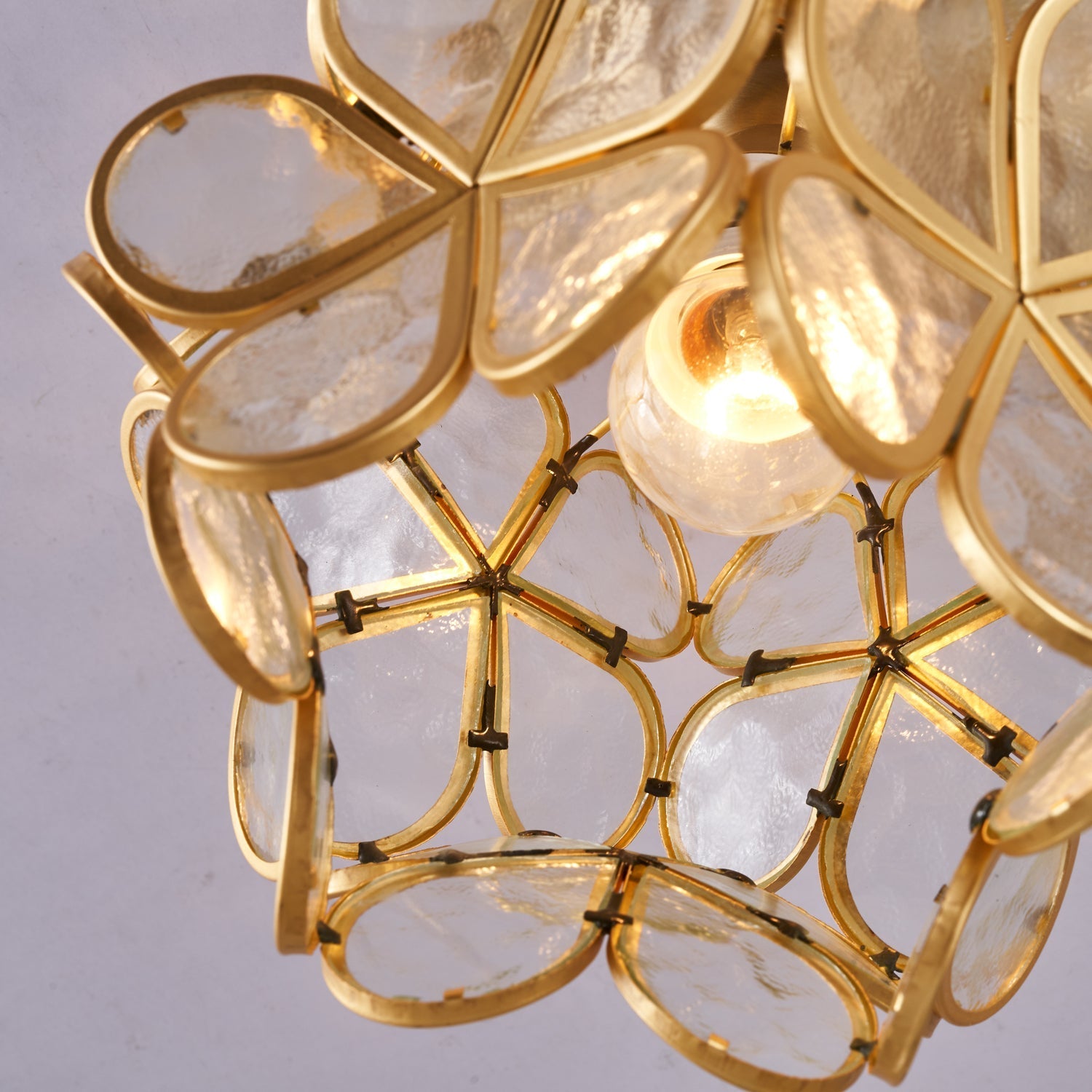 Ullaeiel Postmodern Luxury Bloom Golden Glass Ceiling Light-Neutral Decor