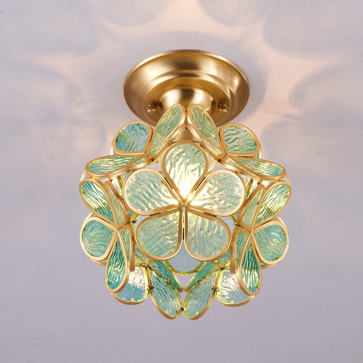 Ullaeiel Postmodern Luxury Bloom Golden Glass Ceiling Light-Neutral Decor