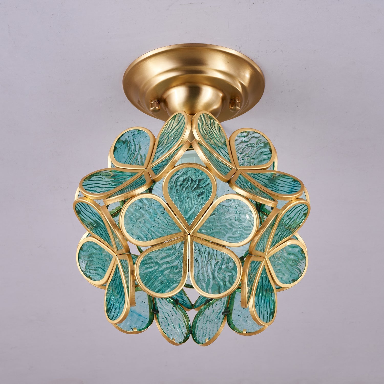 Ullaeiel Postmodern Luxury Bloom Golden Glass Ceiling Light-Neutral Decor