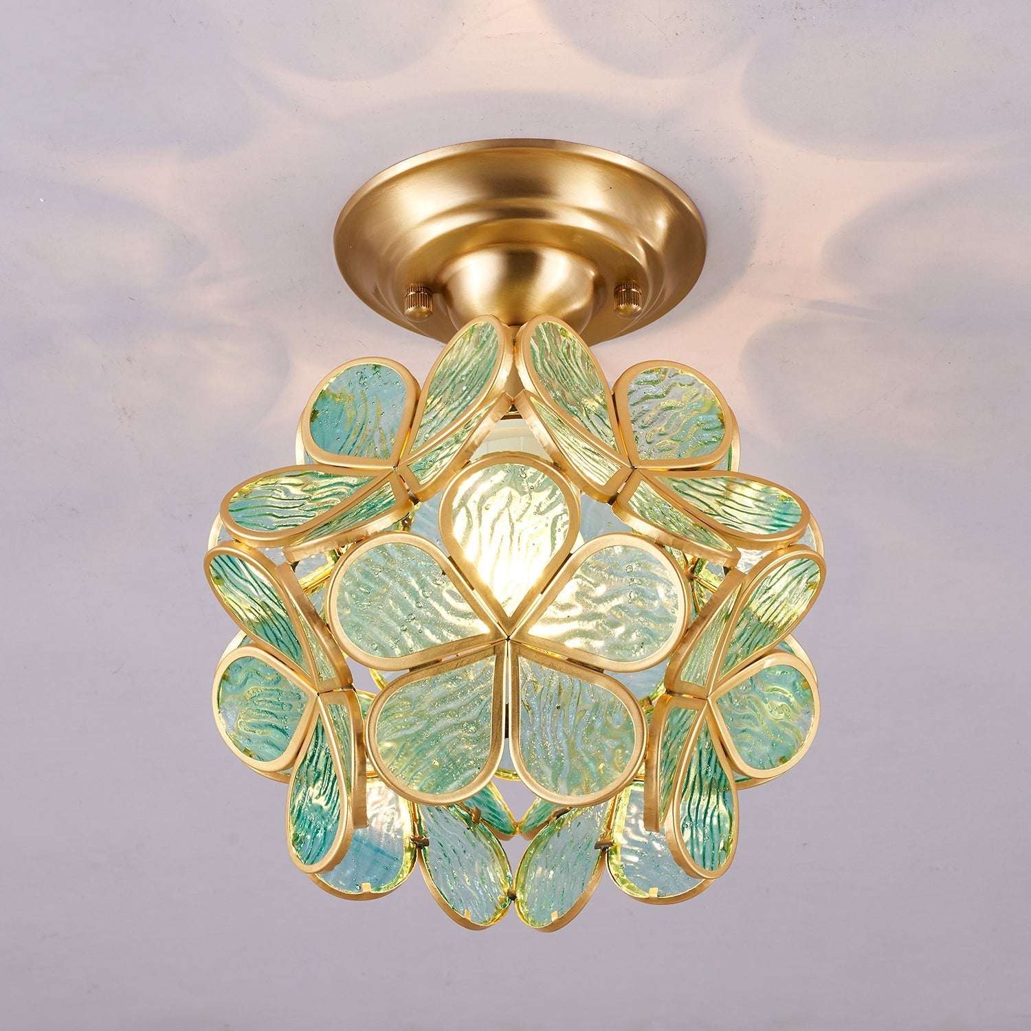 Ullaeiel Postmodern Luxury Bloom Golden Glass Ceiling Light-Neutral Decor