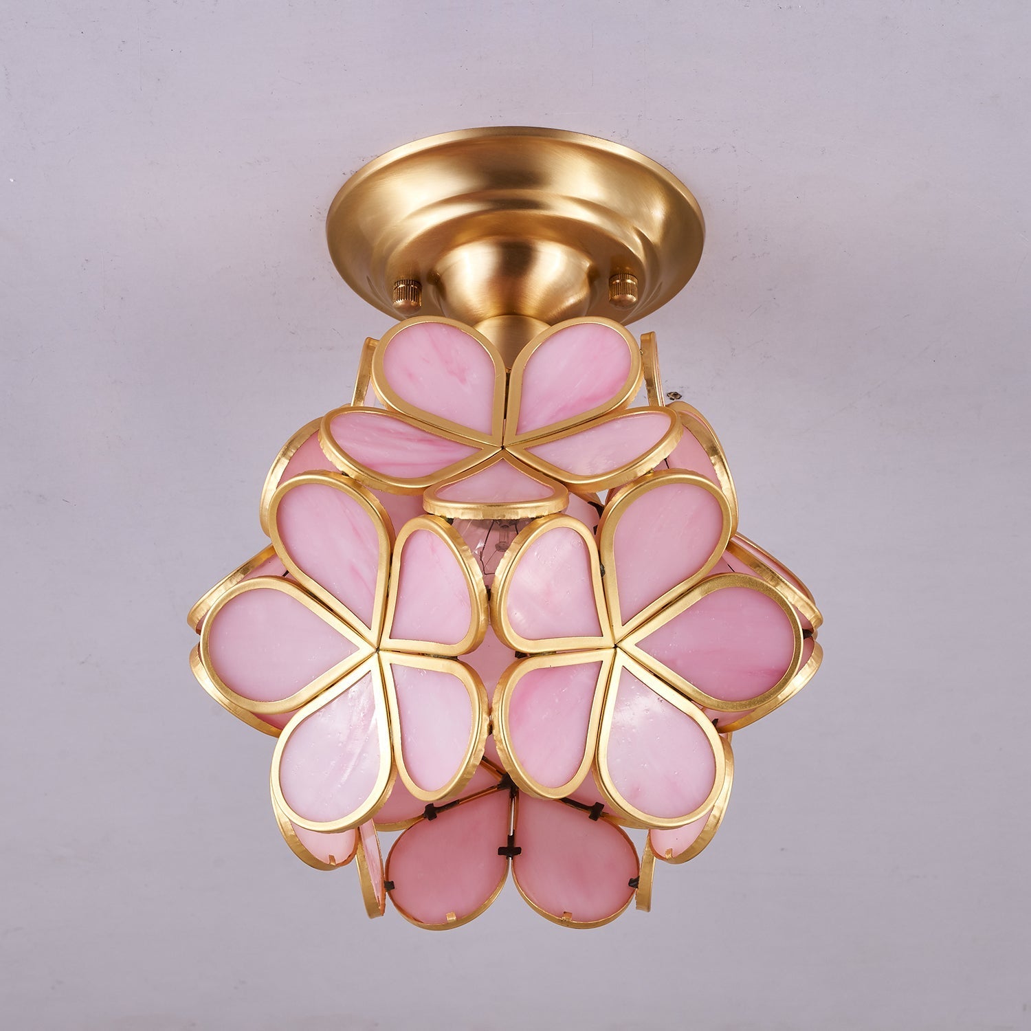 Ullaeiel Postmodern Luxury Bloom Golden Glass Ceiling Light-Neutral Decor