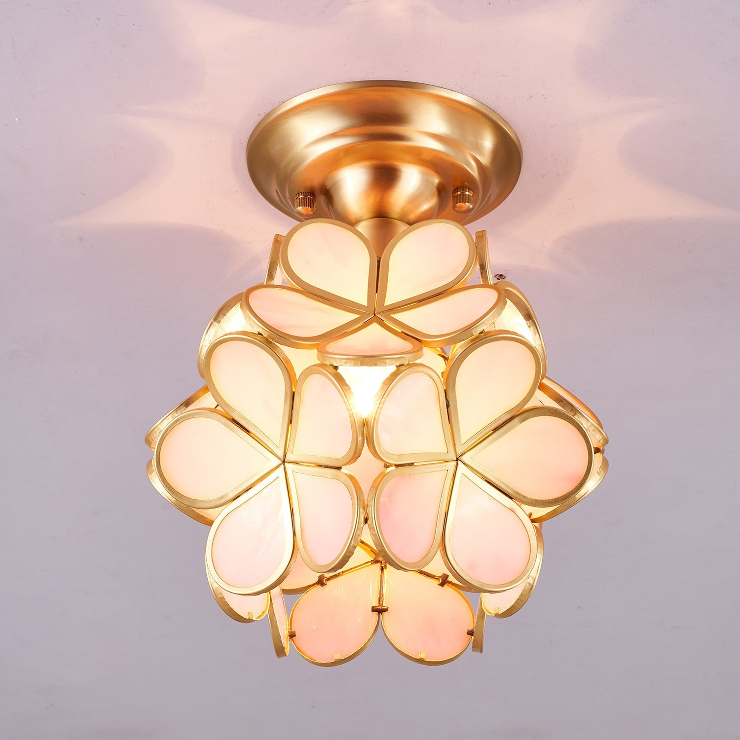 Ullaeiel Postmodern Luxury Bloom Golden Glass Ceiling Light-Neutral Decor