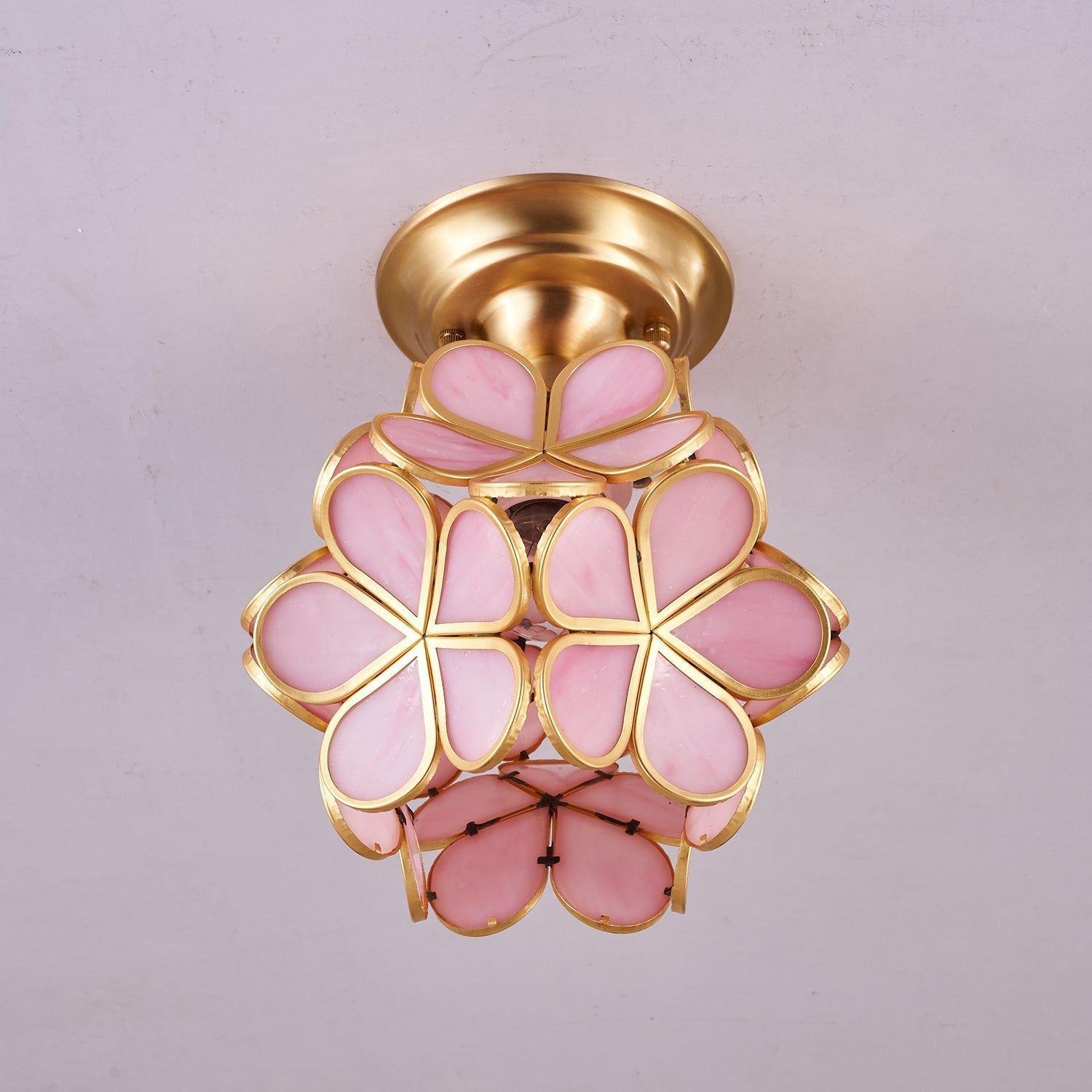 Ullaeiel Postmodern Luxury Bloom Golden Glass Ceiling Light-Neutral Decor