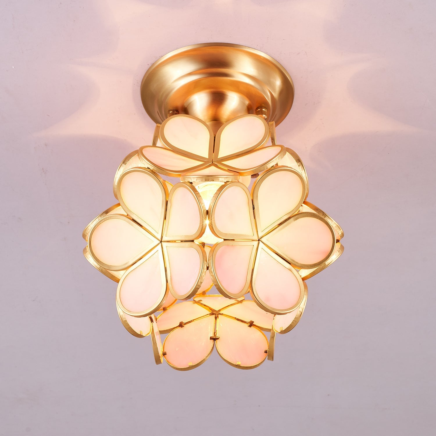 Ullaeiel Postmodern Luxury Bloom Golden Glass Ceiling Light-Neutral Decor