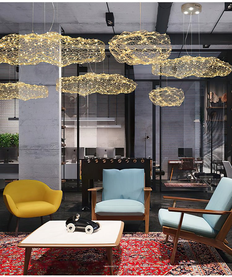 Golden Cloud Weave Pendant Light-Neutral Decor