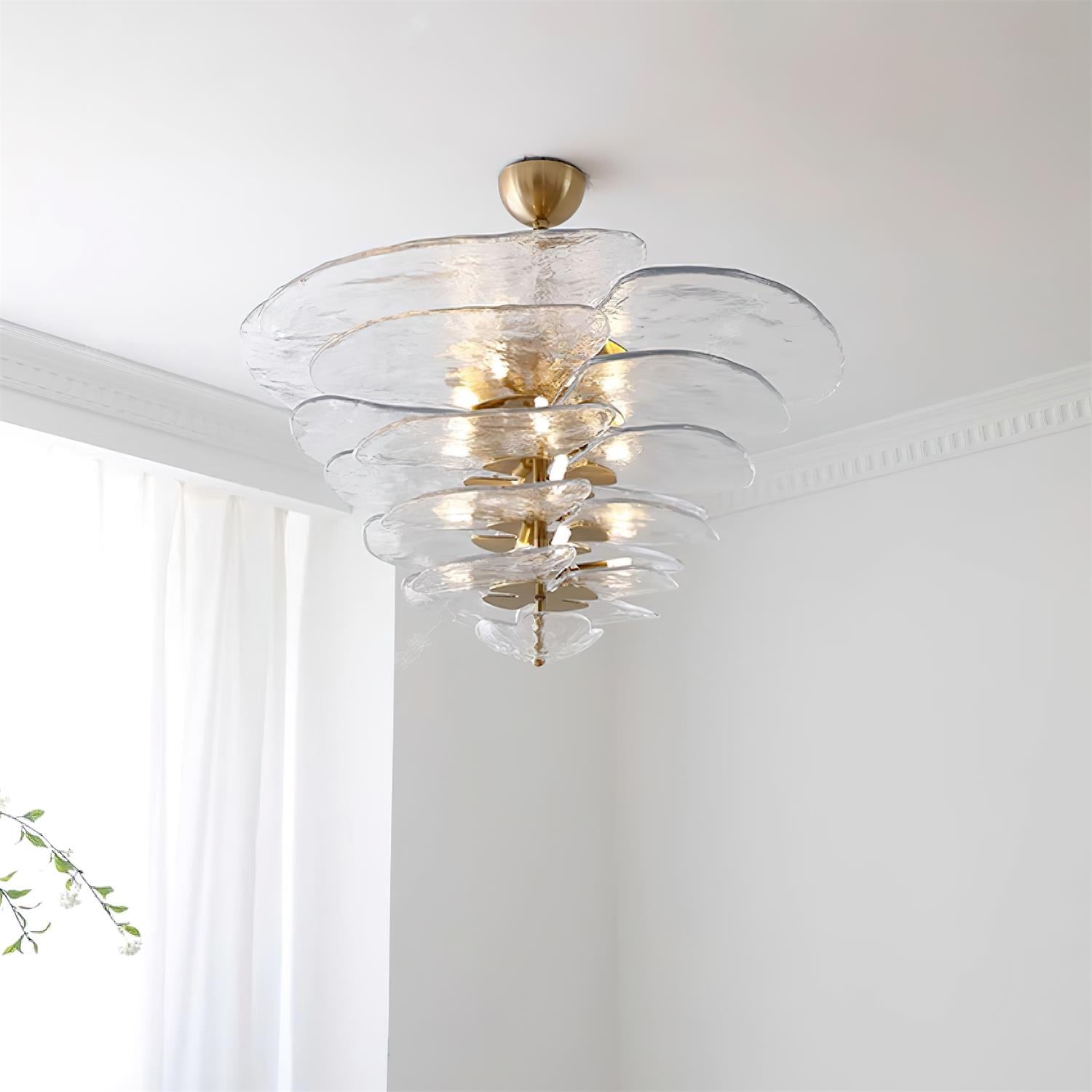 Crivs Chandelier Gold Murano Glass Petal Luxury-Neutral Decor