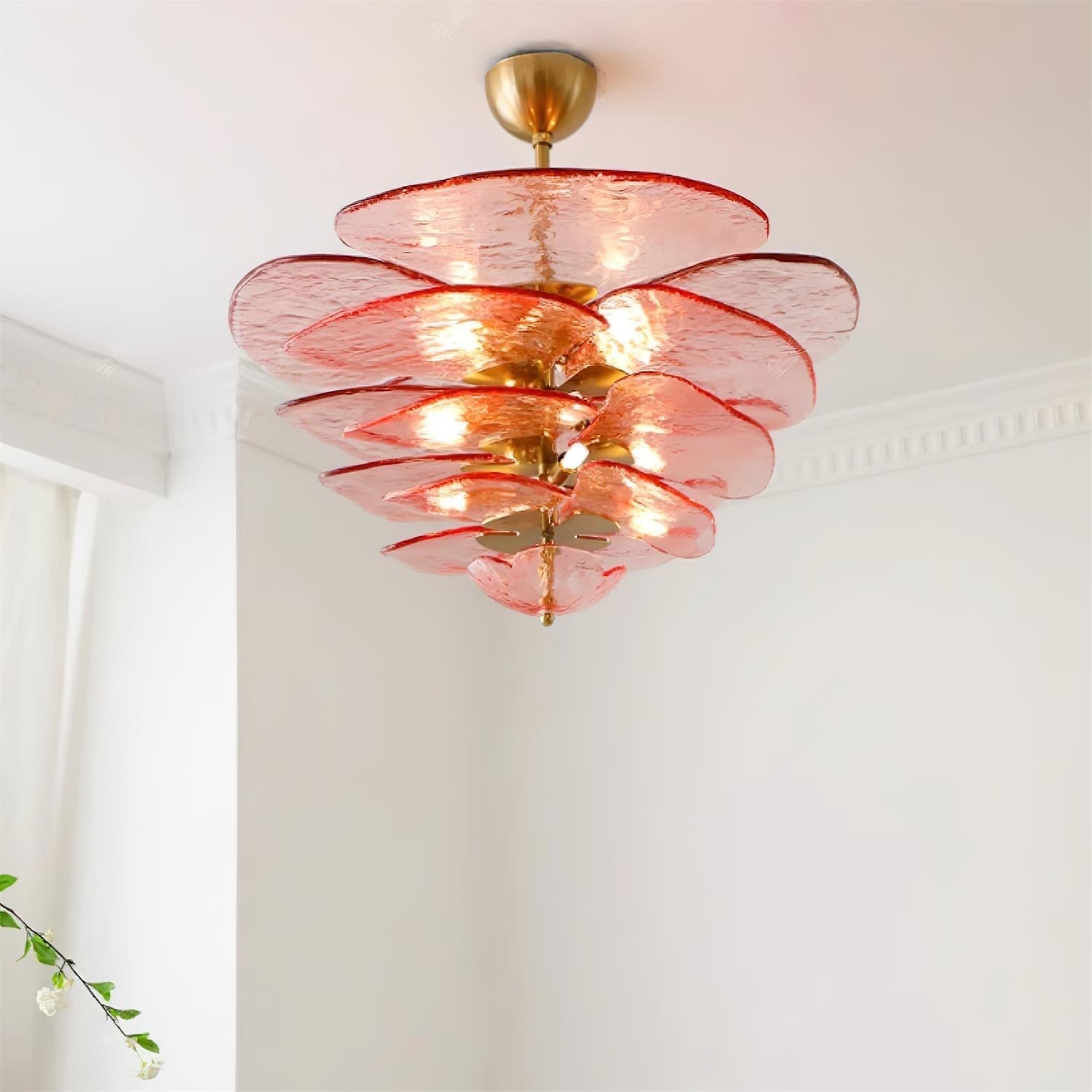 Crivs Chandelier Gold Murano Glass Petal Luxury-Neutral Decor