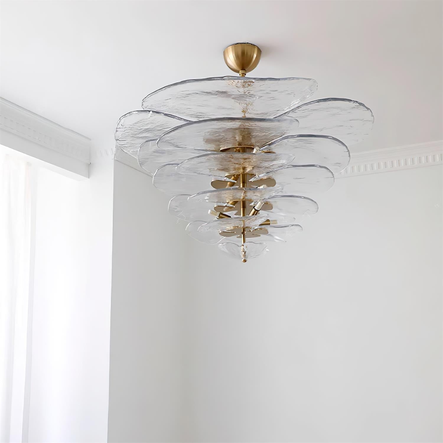 Crivs Chandelier Gold Murano Glass Petal Luxury-Neutral Decor