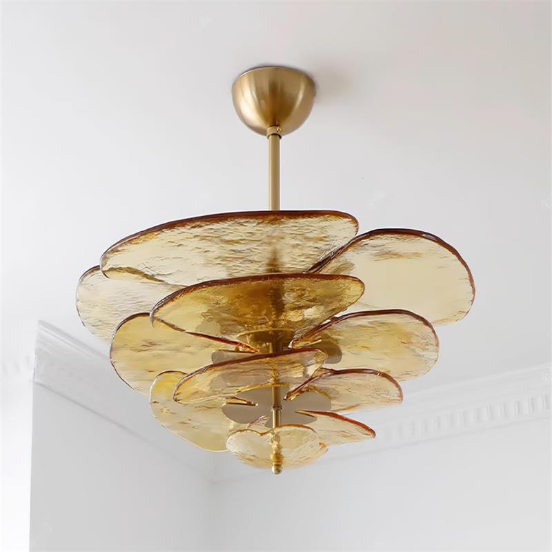Crivs Chandelier Gold Murano Glass Petal Luxury-Neutral Decor