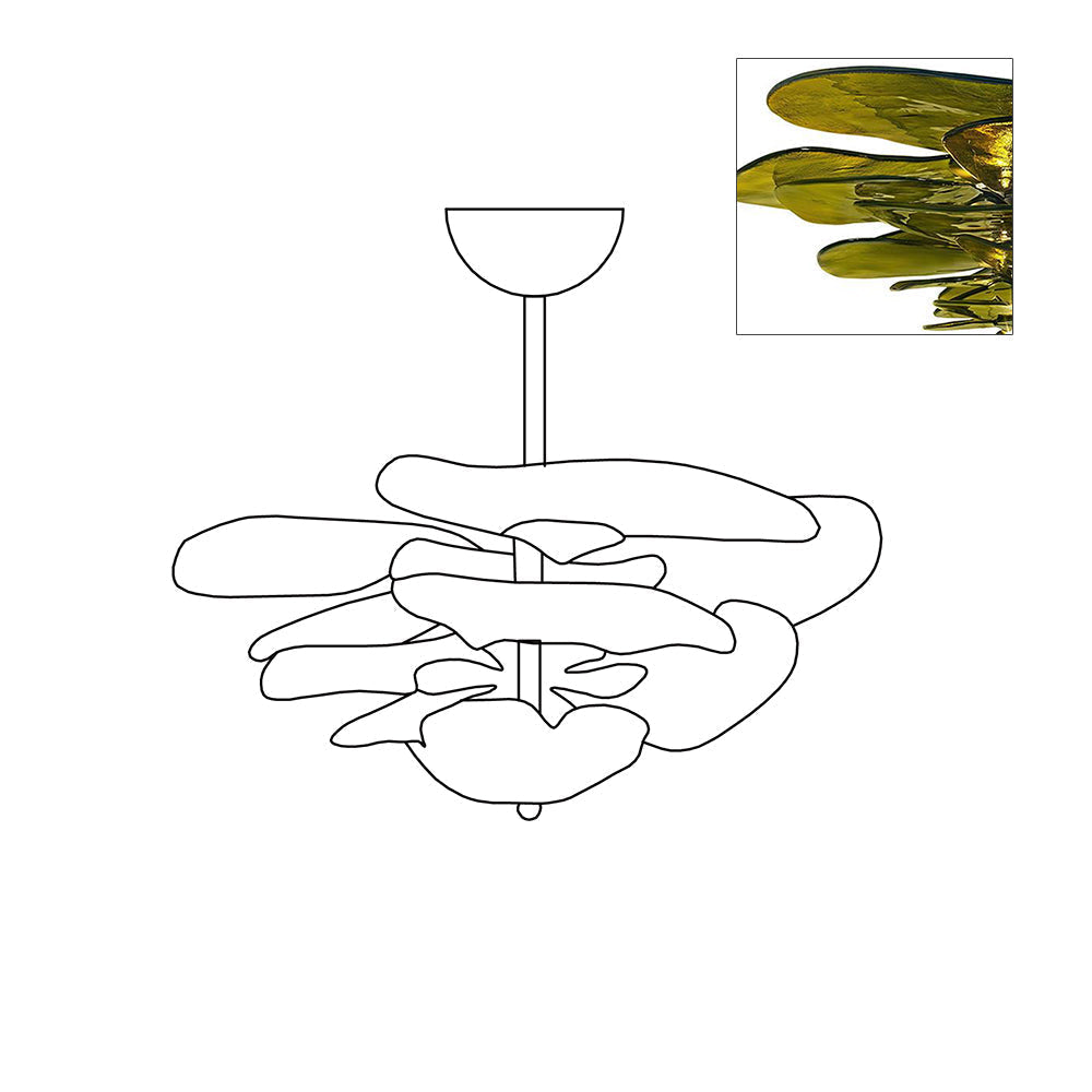 Crivs Chandelier Gold Murano Glass Petal Luxury-Neutral Decor