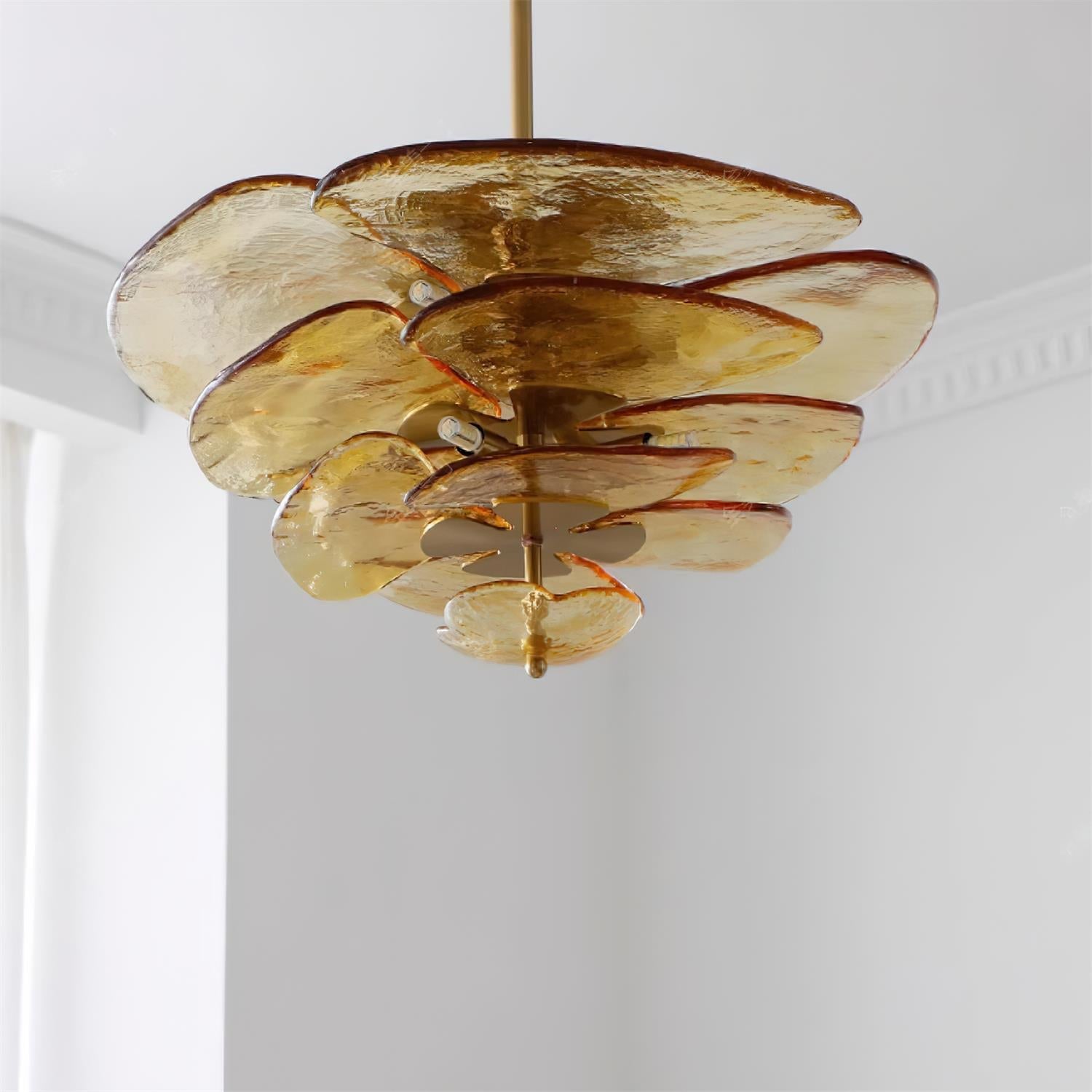 Crivs Chandelier Gold Murano Glass Petal Luxury-Neutral Decor