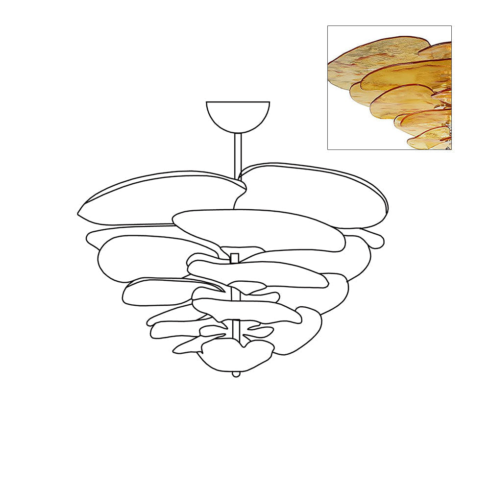 Crivs Chandelier Gold Murano Glass Petal Luxury-Neutral Decor