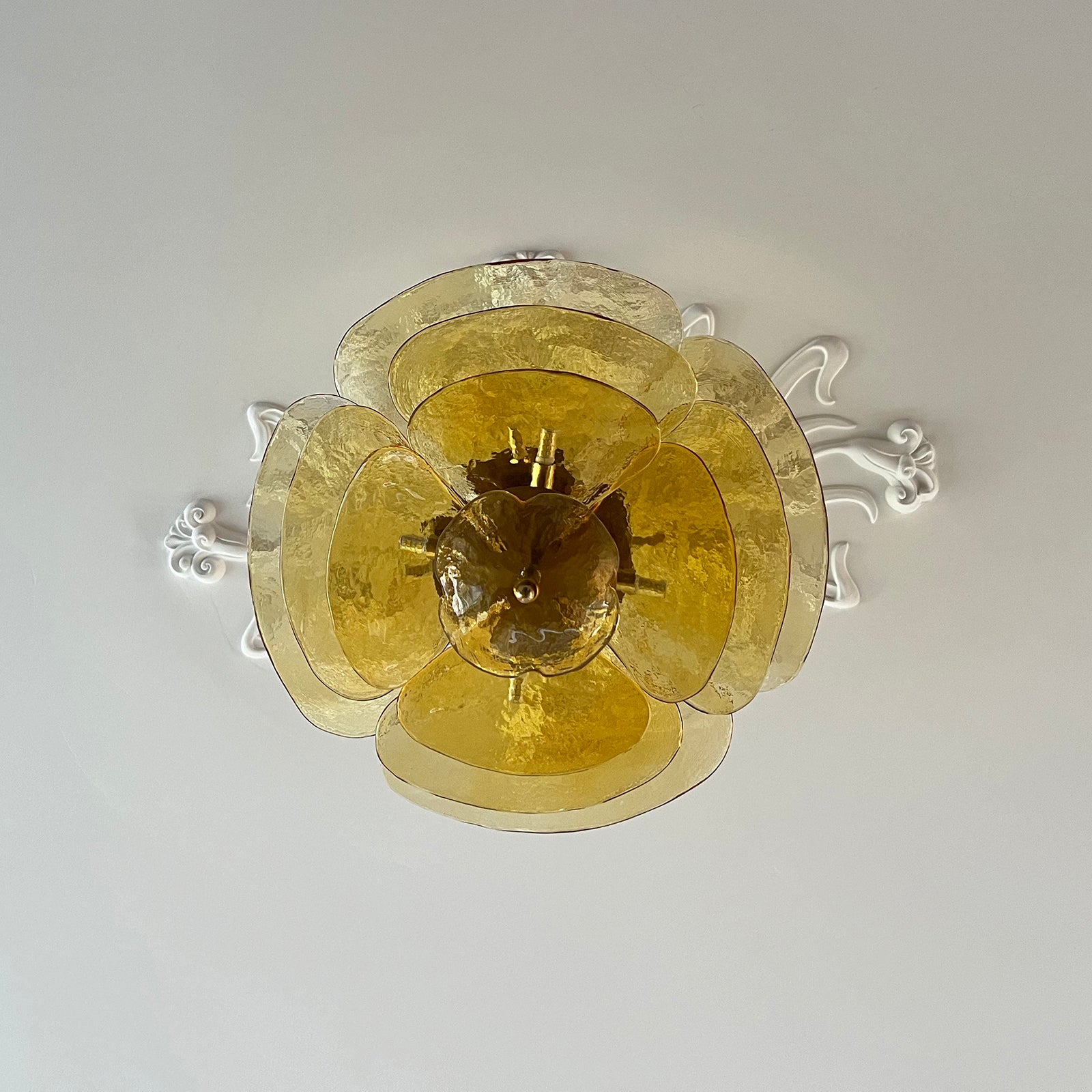 Crivs Chandelier Gold Murano Glass Petal Luxury-Neutral Decor