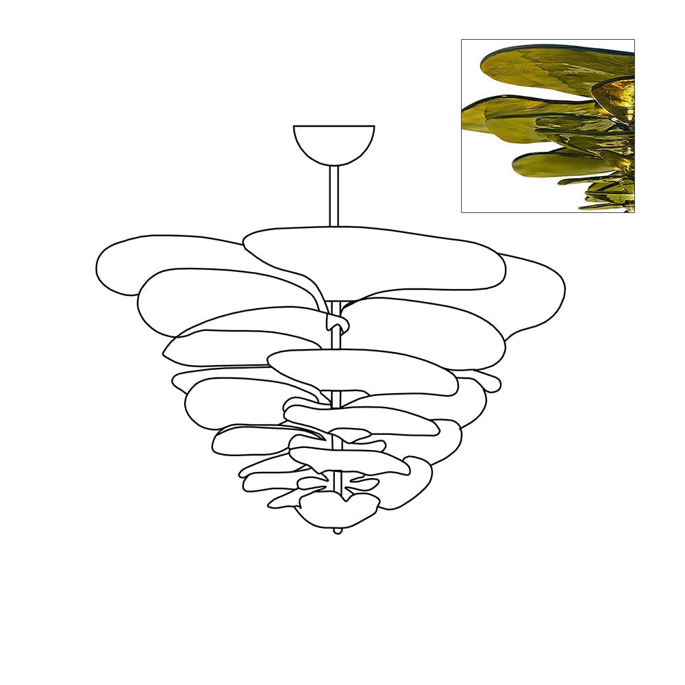 Crivs Chandelier Gold Murano Glass Petal Luxury-Neutral Decor