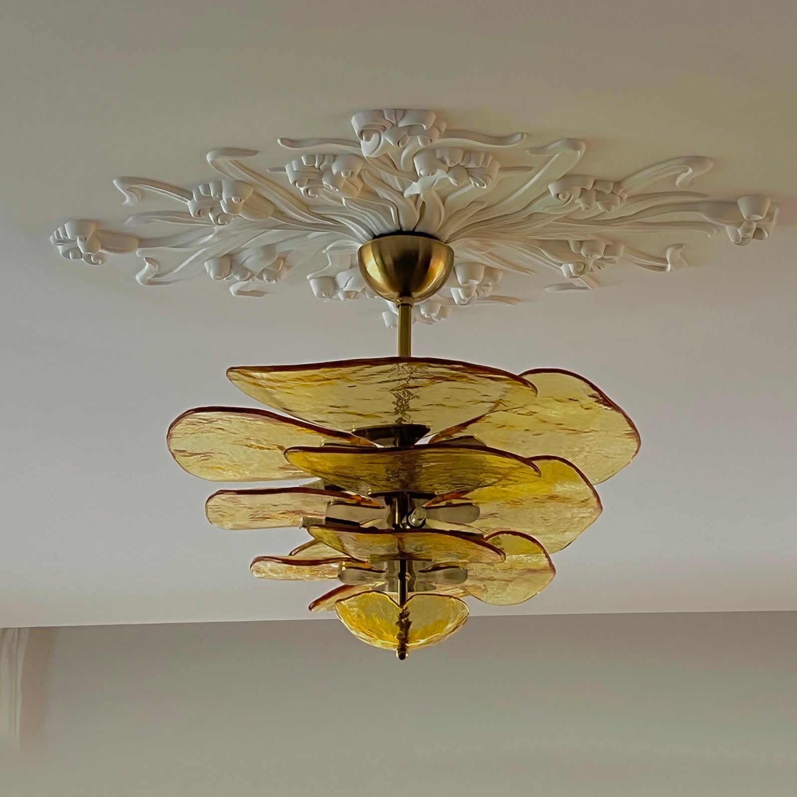 Crivs Chandelier Gold Murano Glass Petal Luxury-Neutral Decor