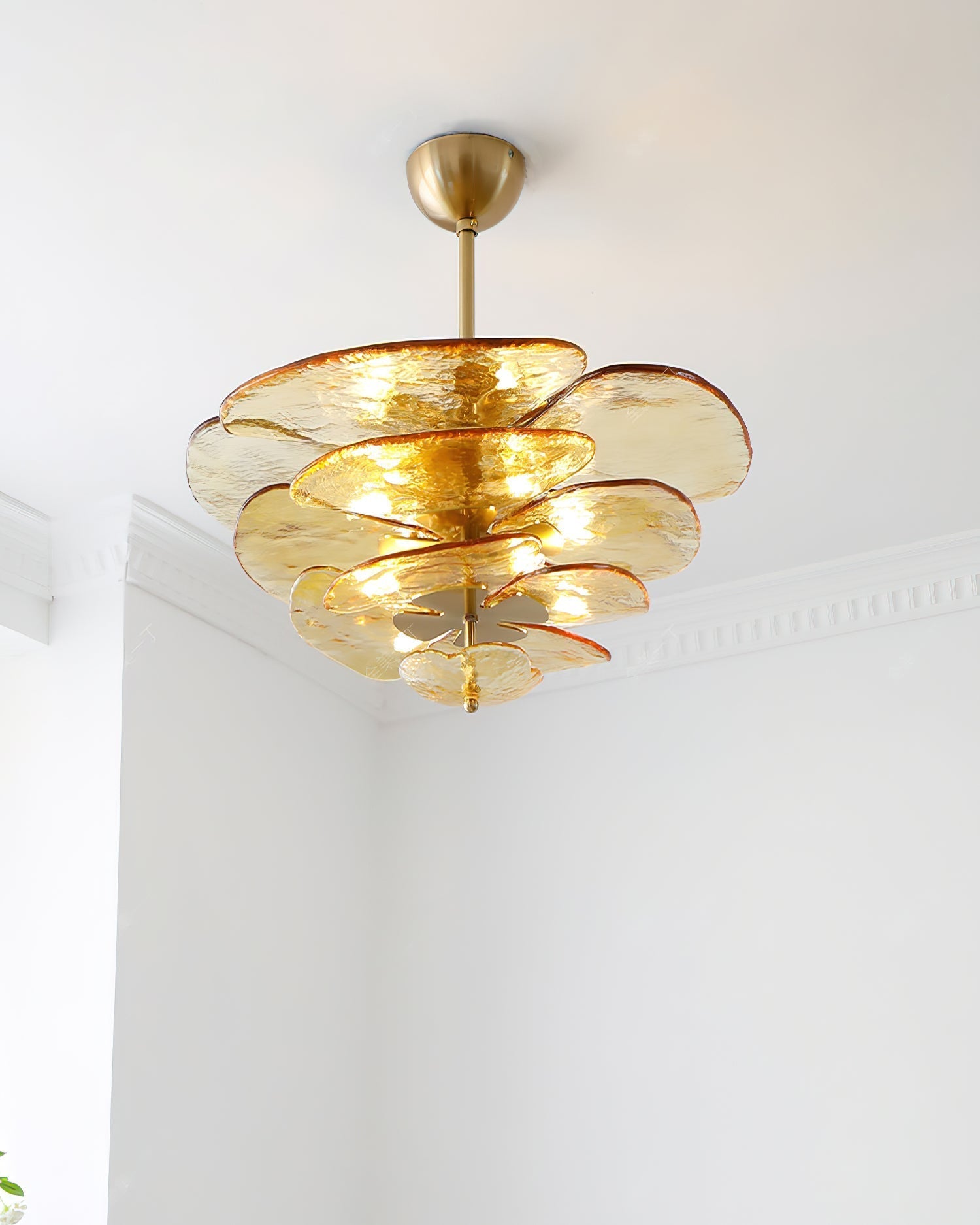 Crivs Chandelier Gold Murano Glass Petal Luxury-Neutral Decor