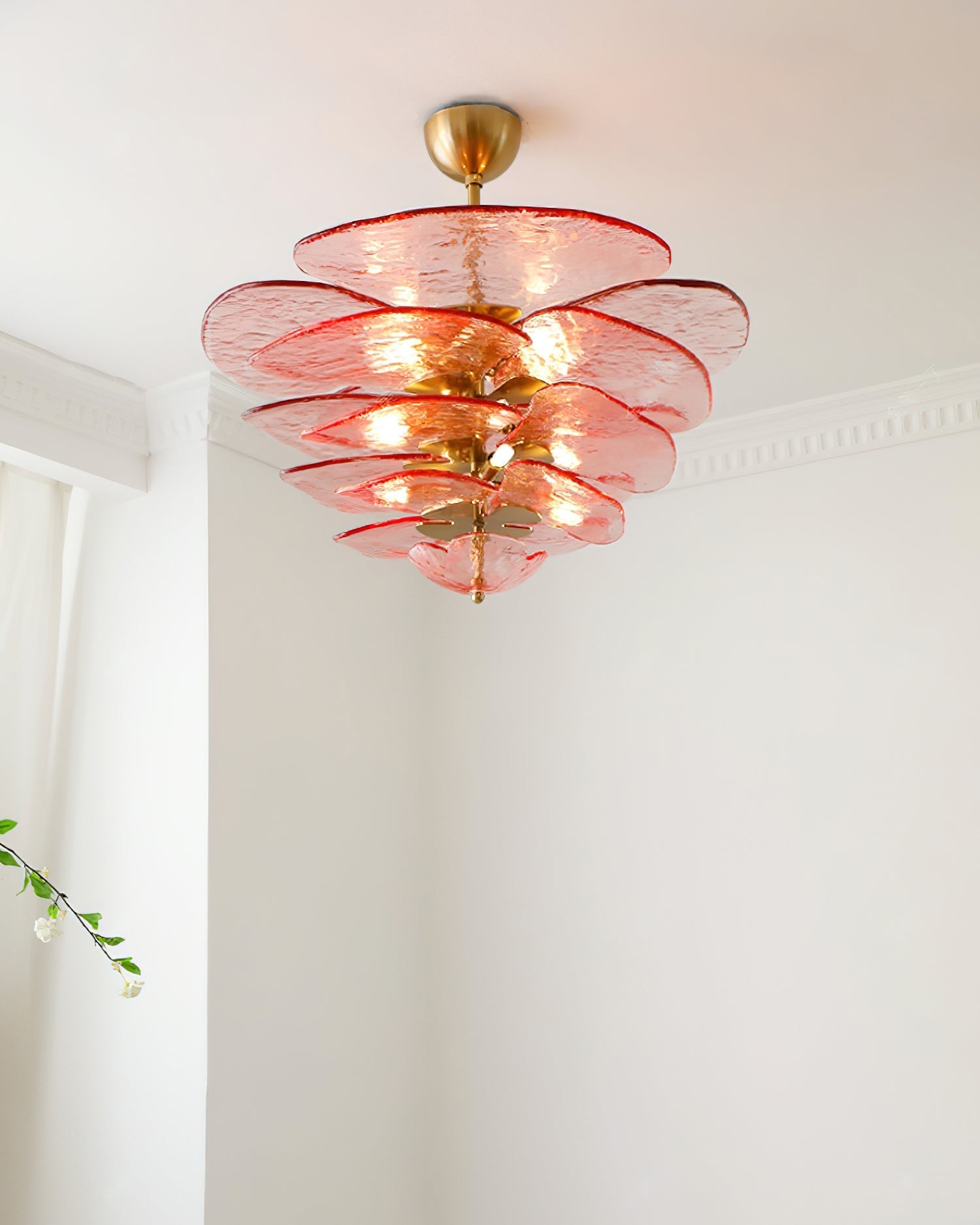 Crivs Chandelier Gold Murano Glass Petal Luxury-Neutral Decor