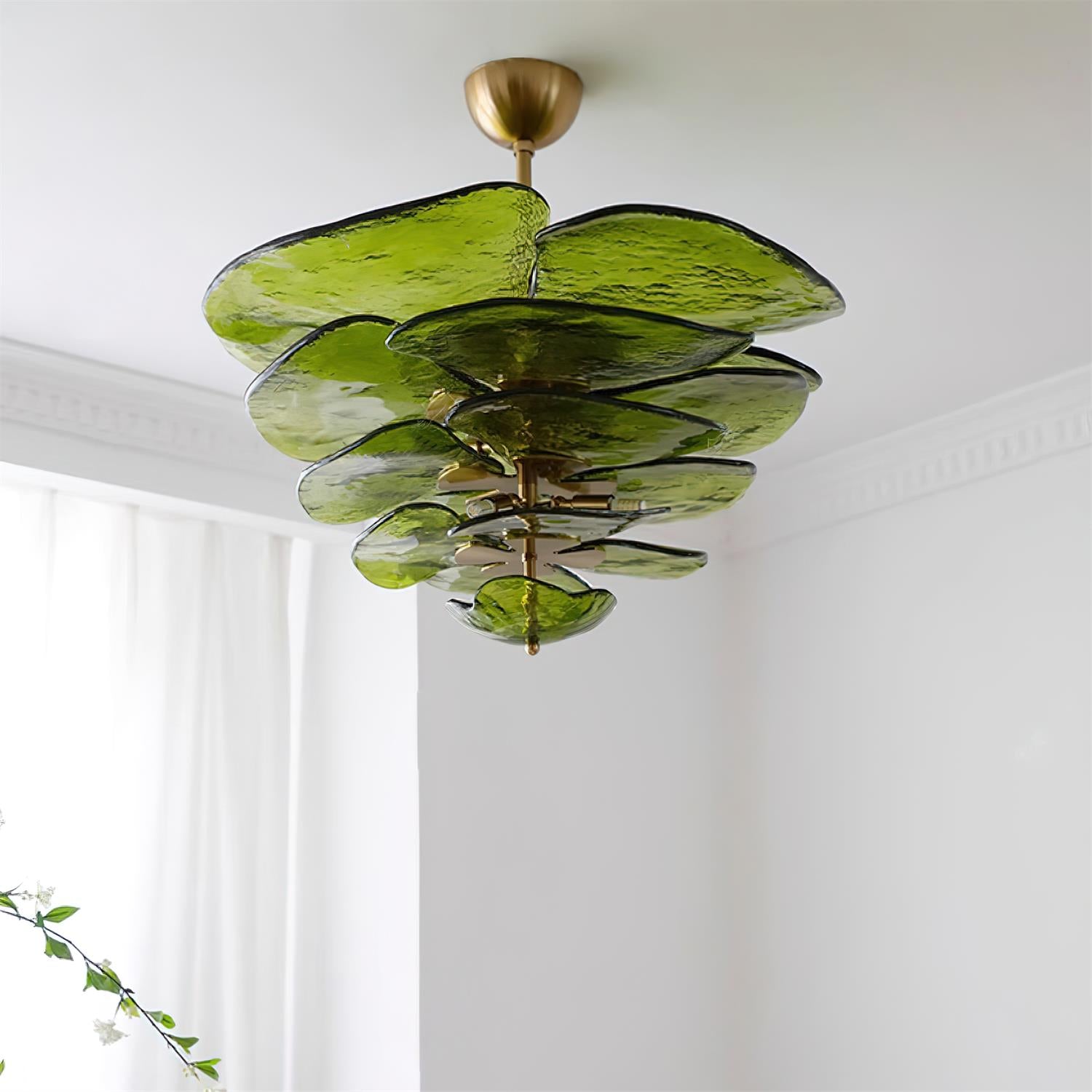 Crivs Chandelier Gold Murano Glass Petal Luxury-Neutral Decor
