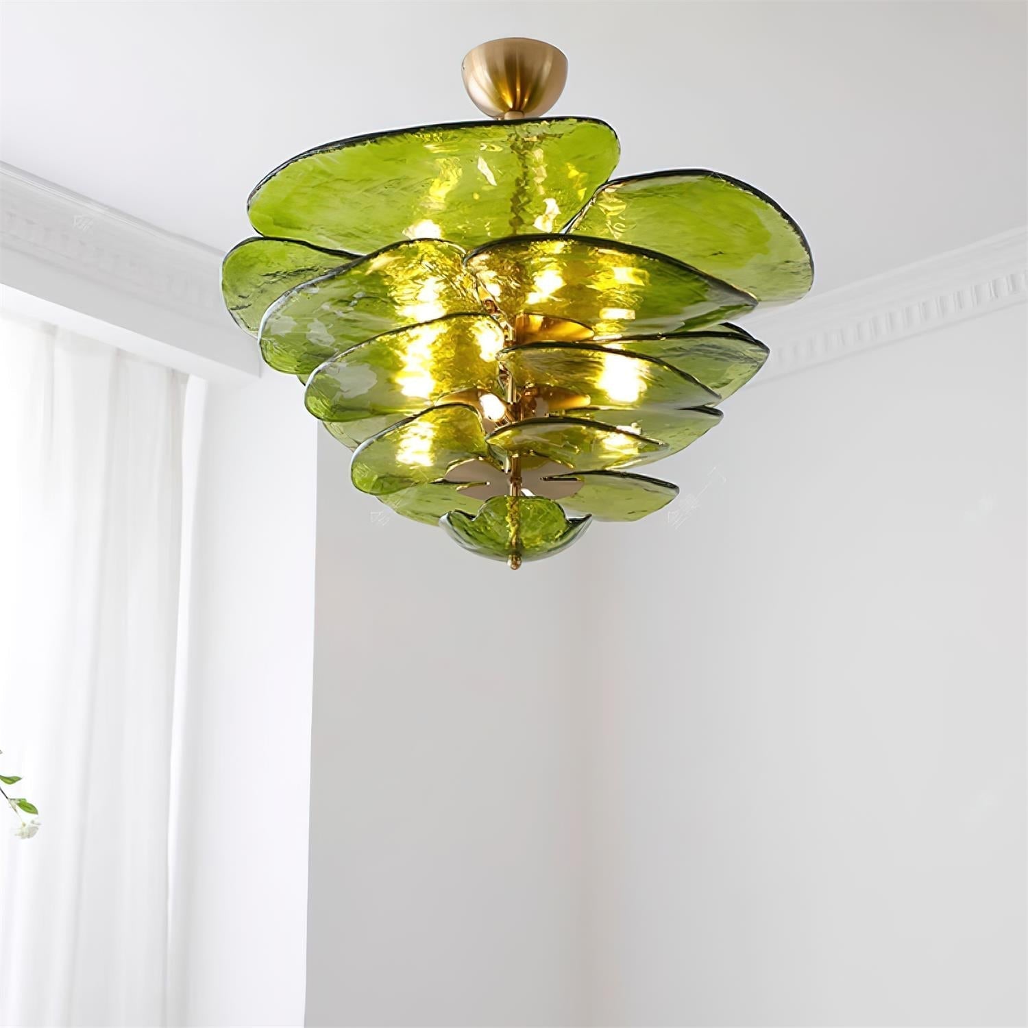 Crivs Chandelier Gold Murano Glass Petal Luxury-Neutral Decor