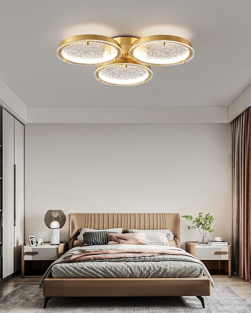 Itale Unique Rings Golden Brass Glass Ceiling Light-Neutral Decor